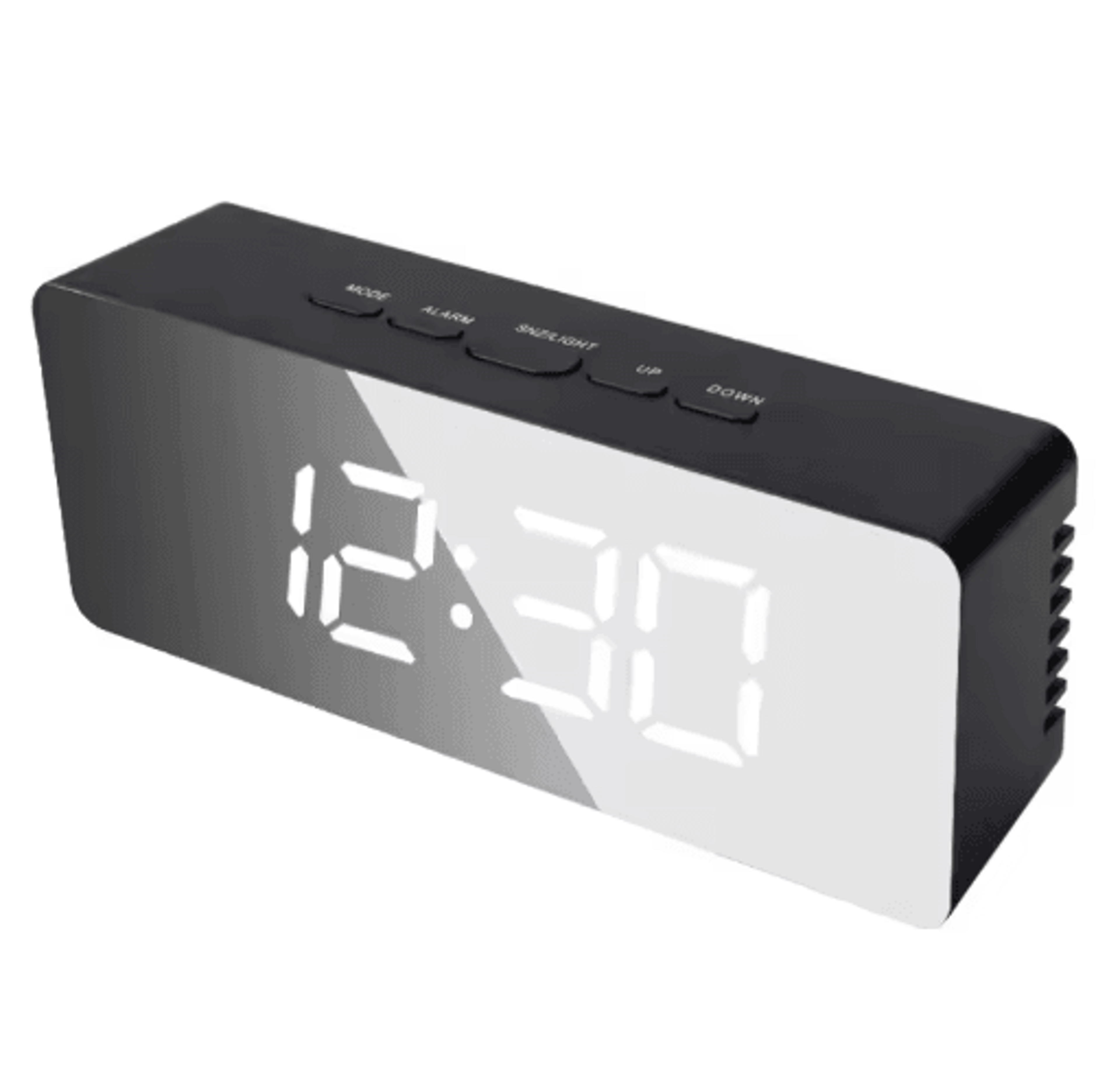 White LED Mirror Alarm Clock  USB Desk Clock With Snooze  Night Light 2