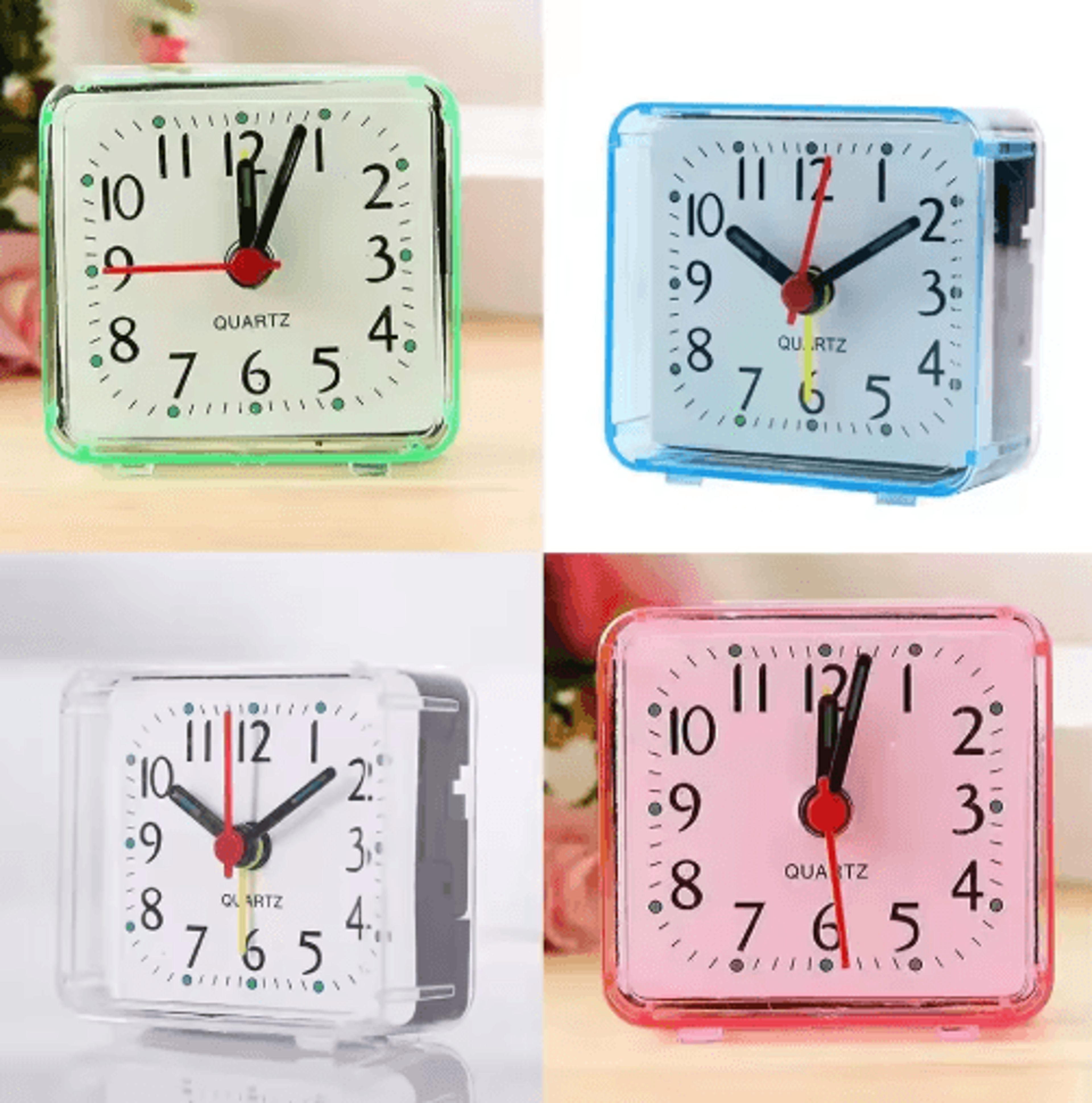 Compact Square Alarm Clock  Small Quartz Desk  Travel Clock 5