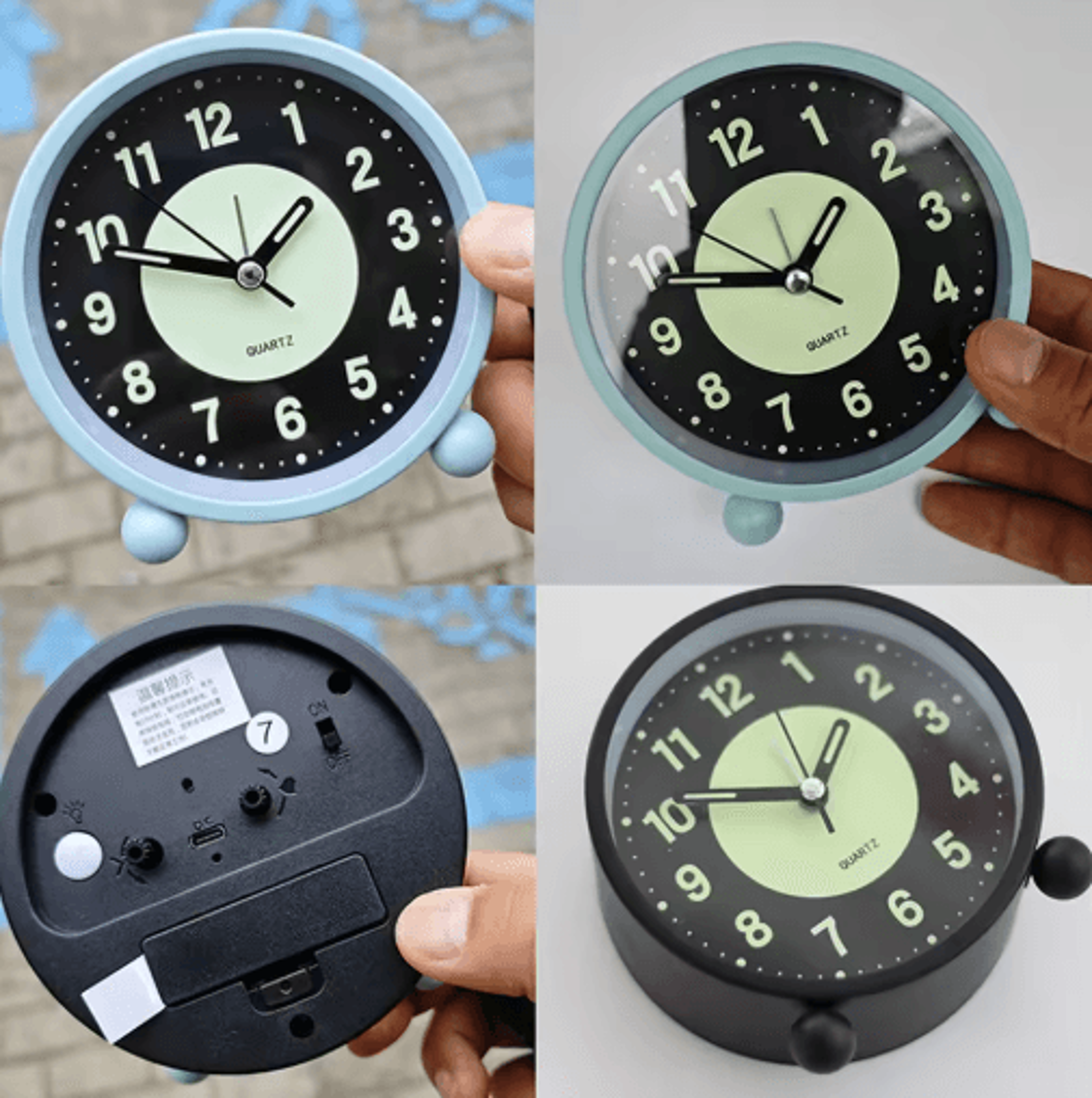 GlowintheDark Silent Alarm Clock  NonTicking BatteryOperated Bedside Clock 5