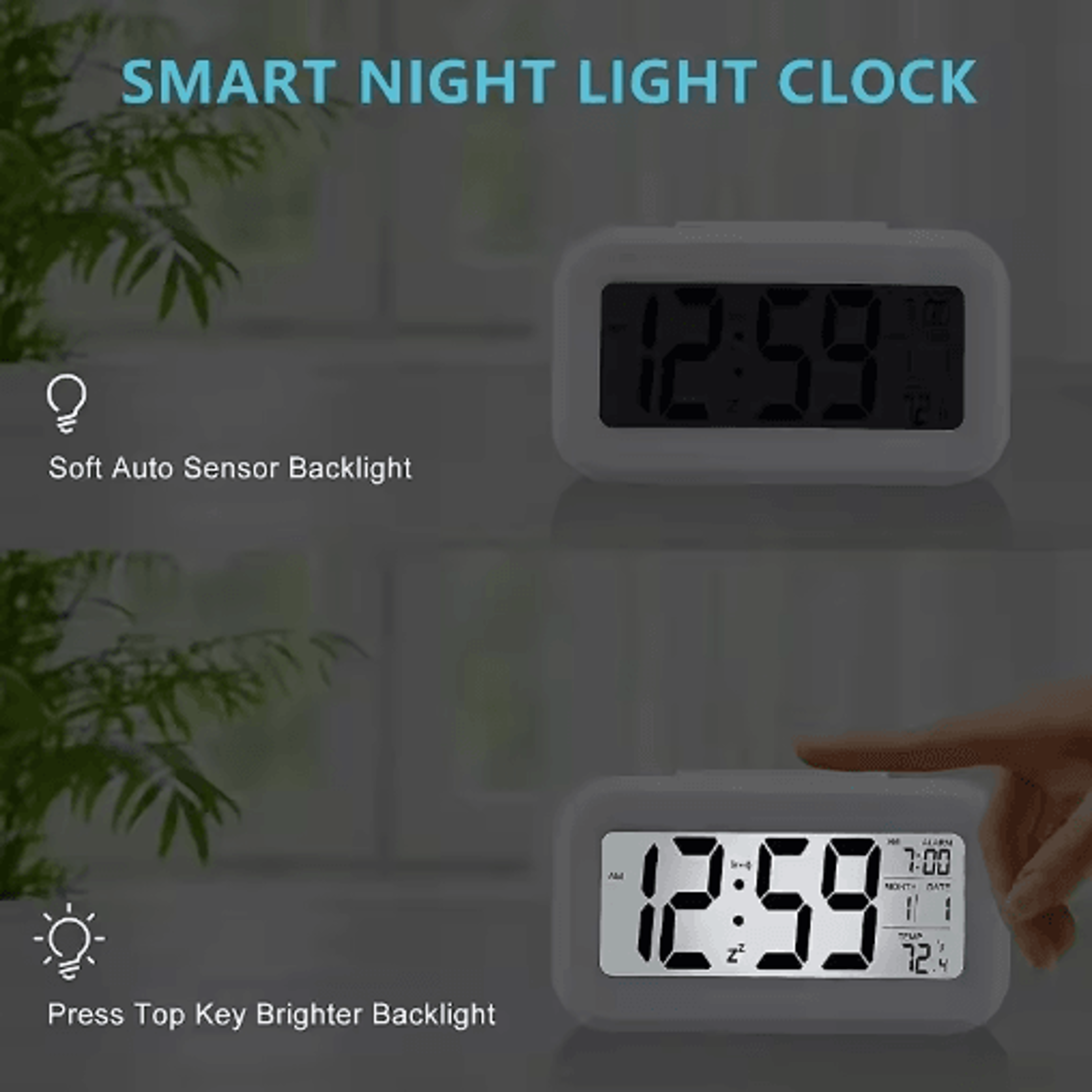 LED Digital Alarm Clock  Backlit Calendar Desk Clock With Snooze 2
