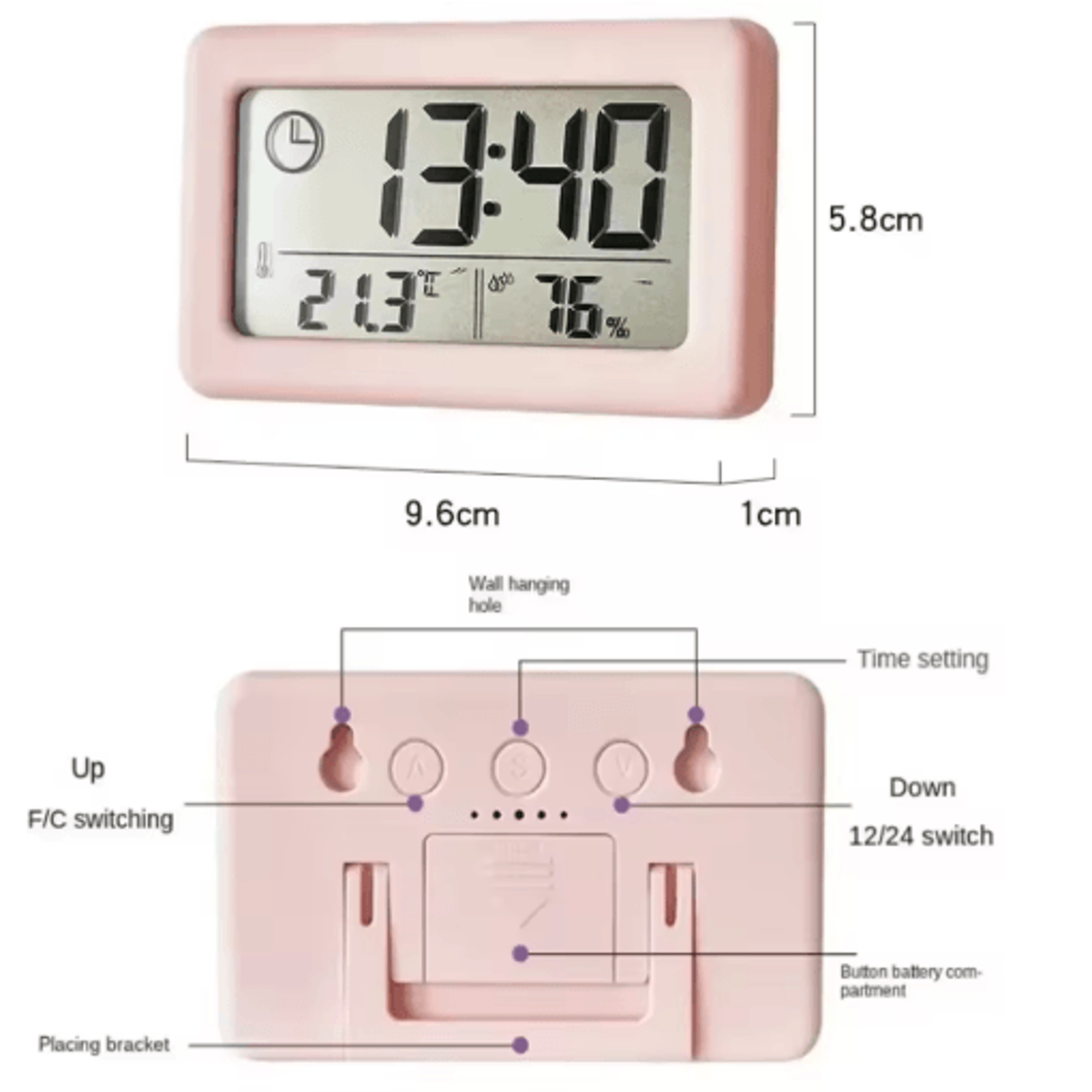 Digital Temperature  Humidity Clock  LCD Hygrometer Wall  Table Monitor 7