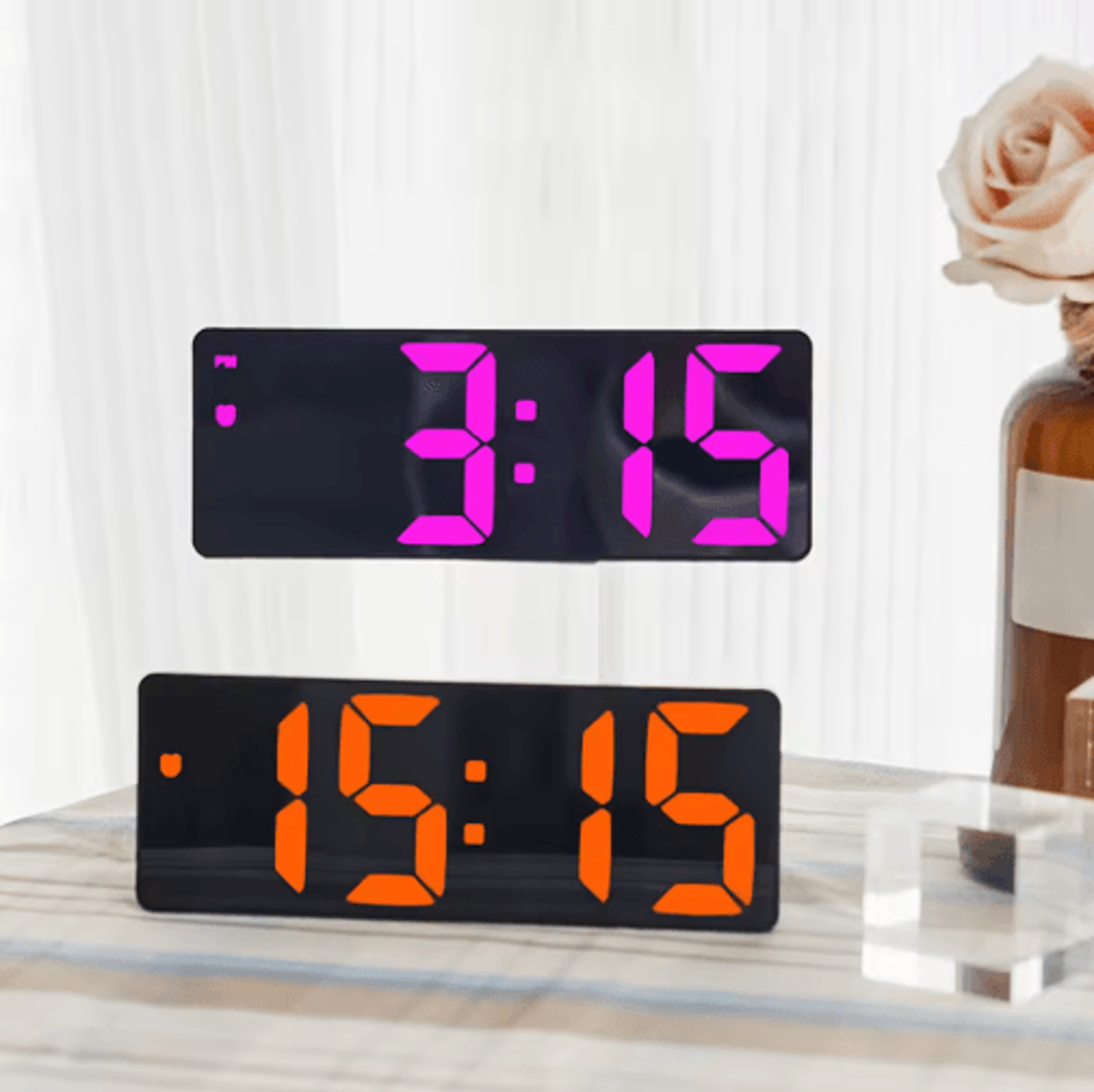 multifunction electronic alarm clock – large color display with voice activation