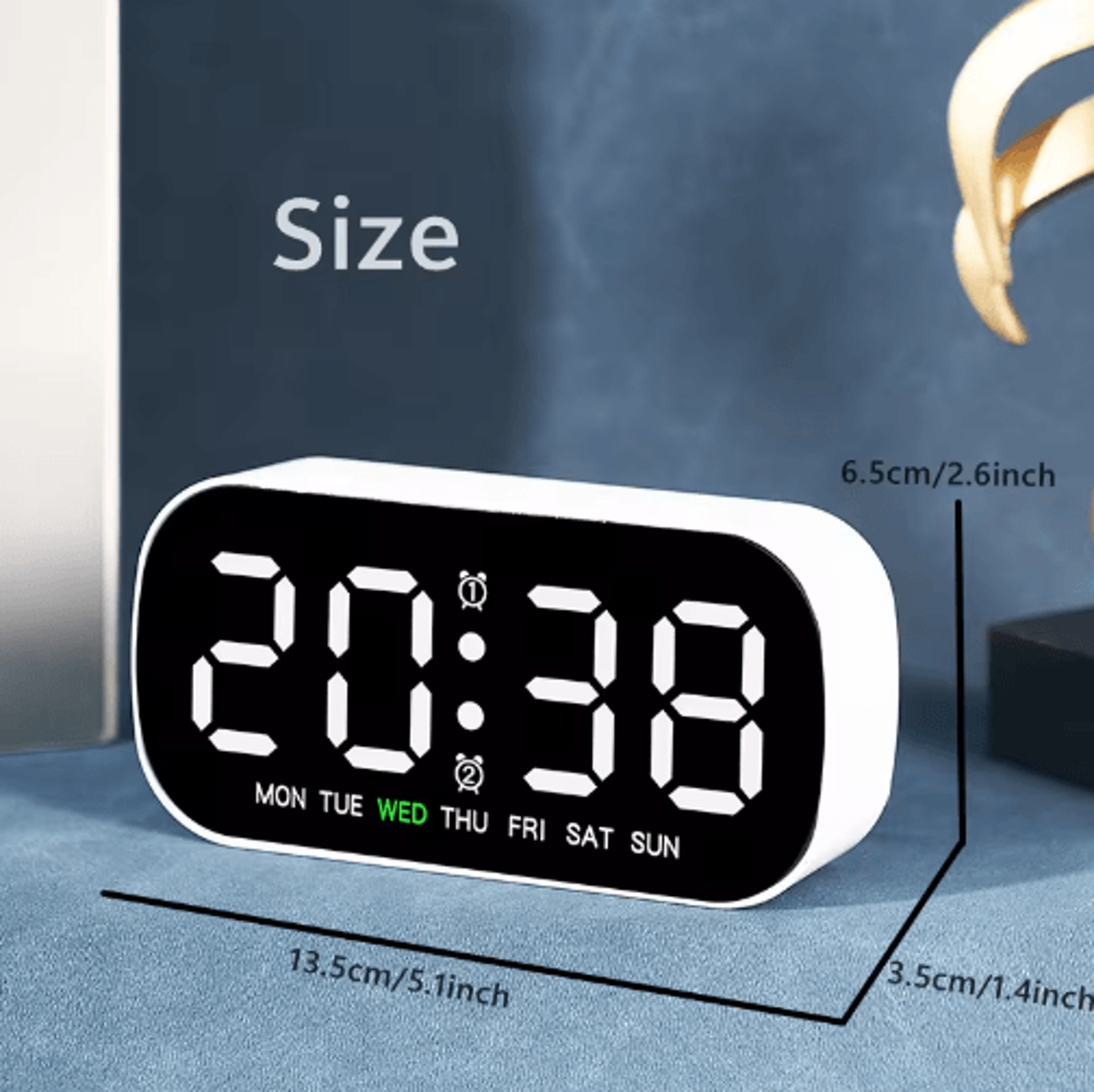 usb digital alarm clock – dual alarms, temperature & 5-level brightness