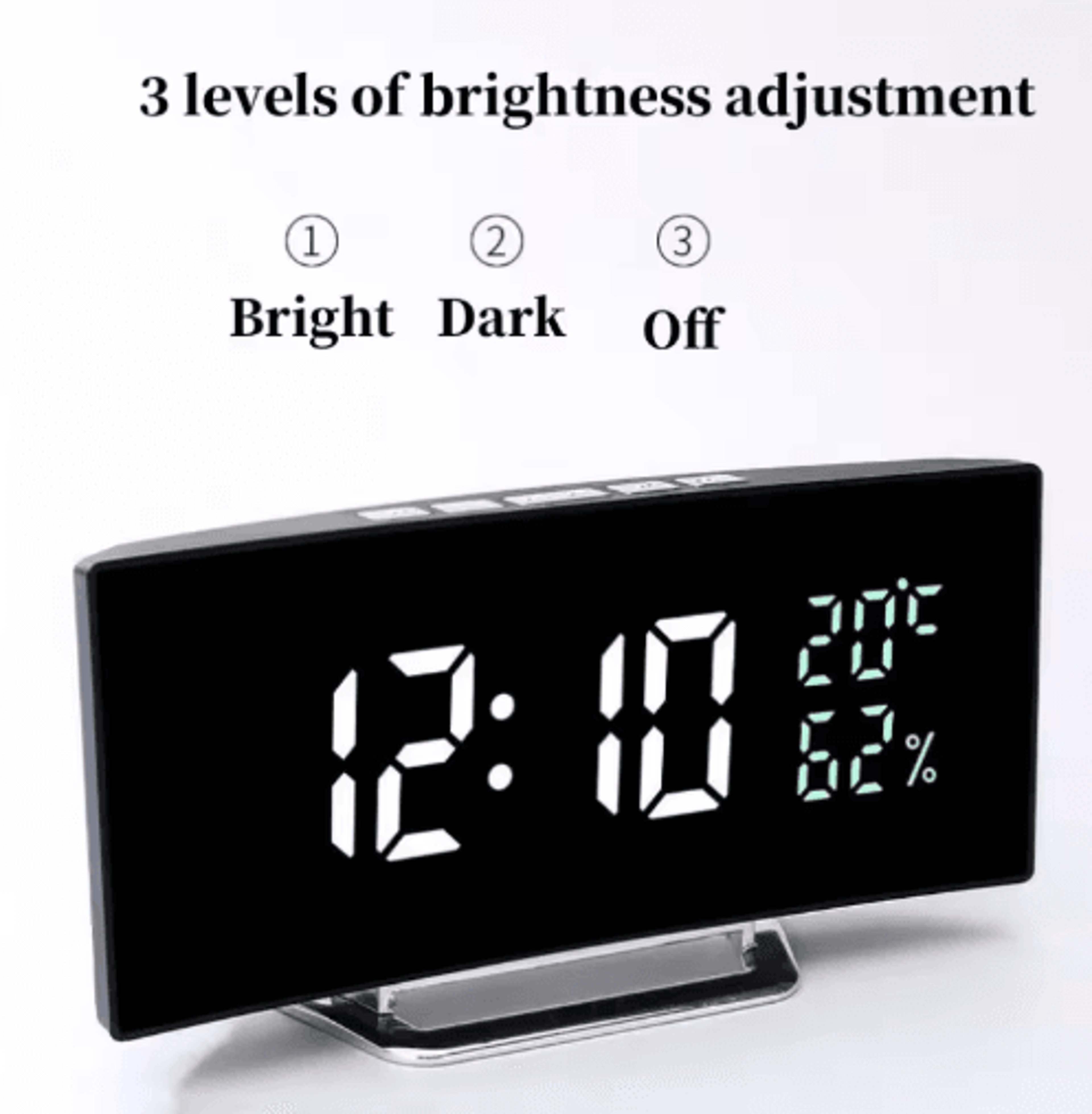 mirror digital alarm clock – led temperature & date display with snooze