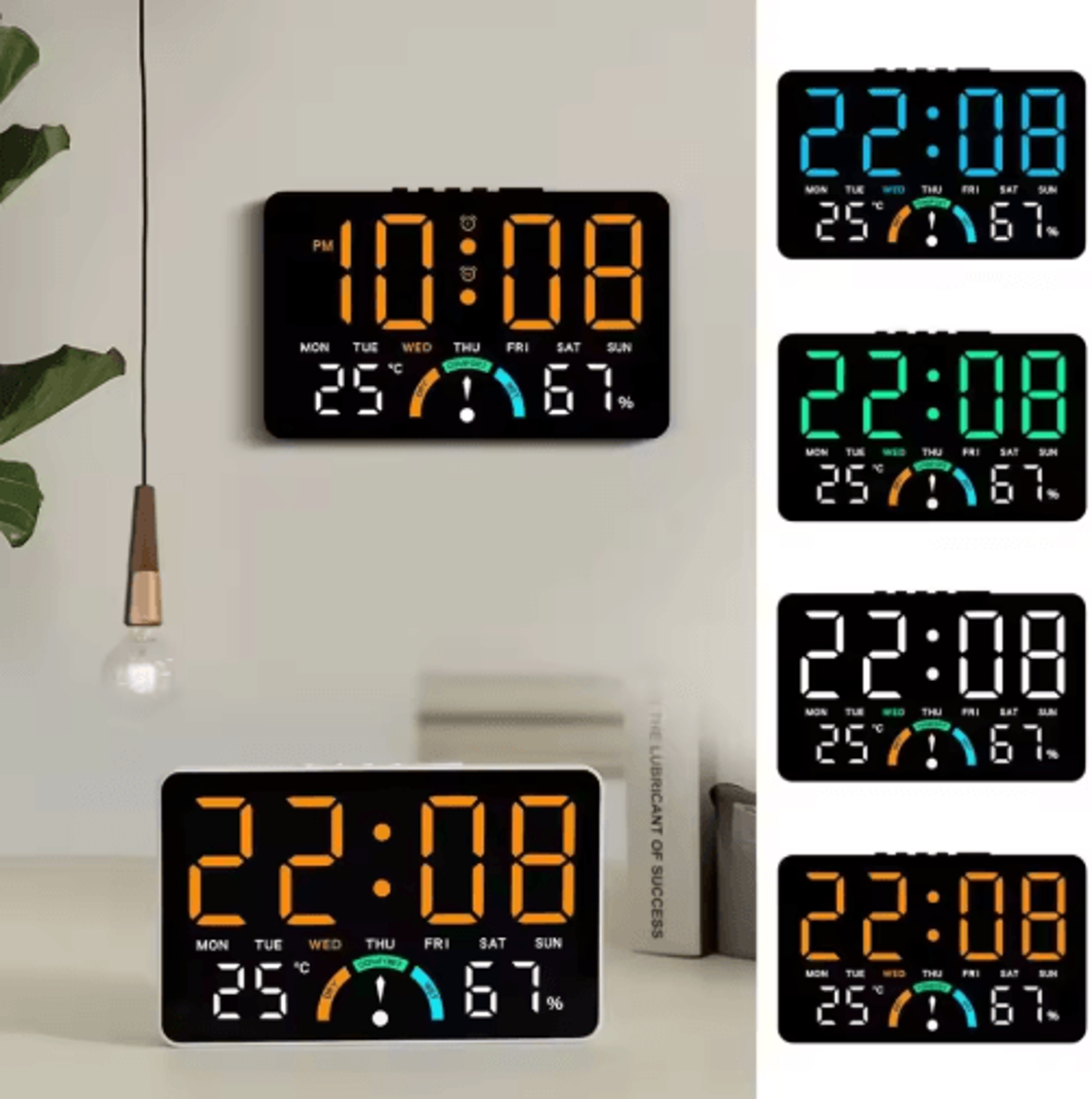 digital led alarm clock – temperature, humidity & comfort level display