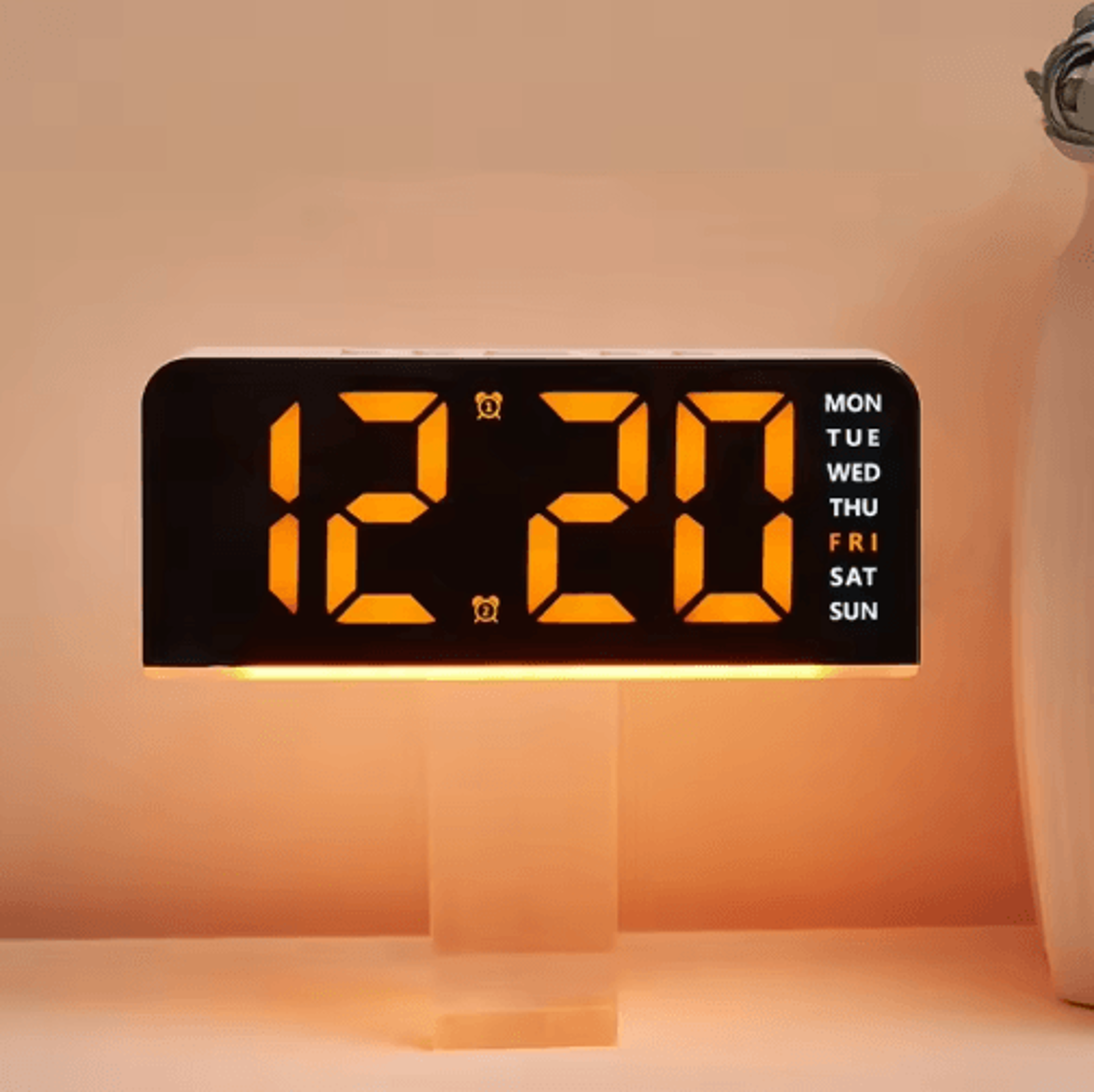 USB Digital Alarm Clock  Mood Light Dual Alarms  Temperature Display 7
