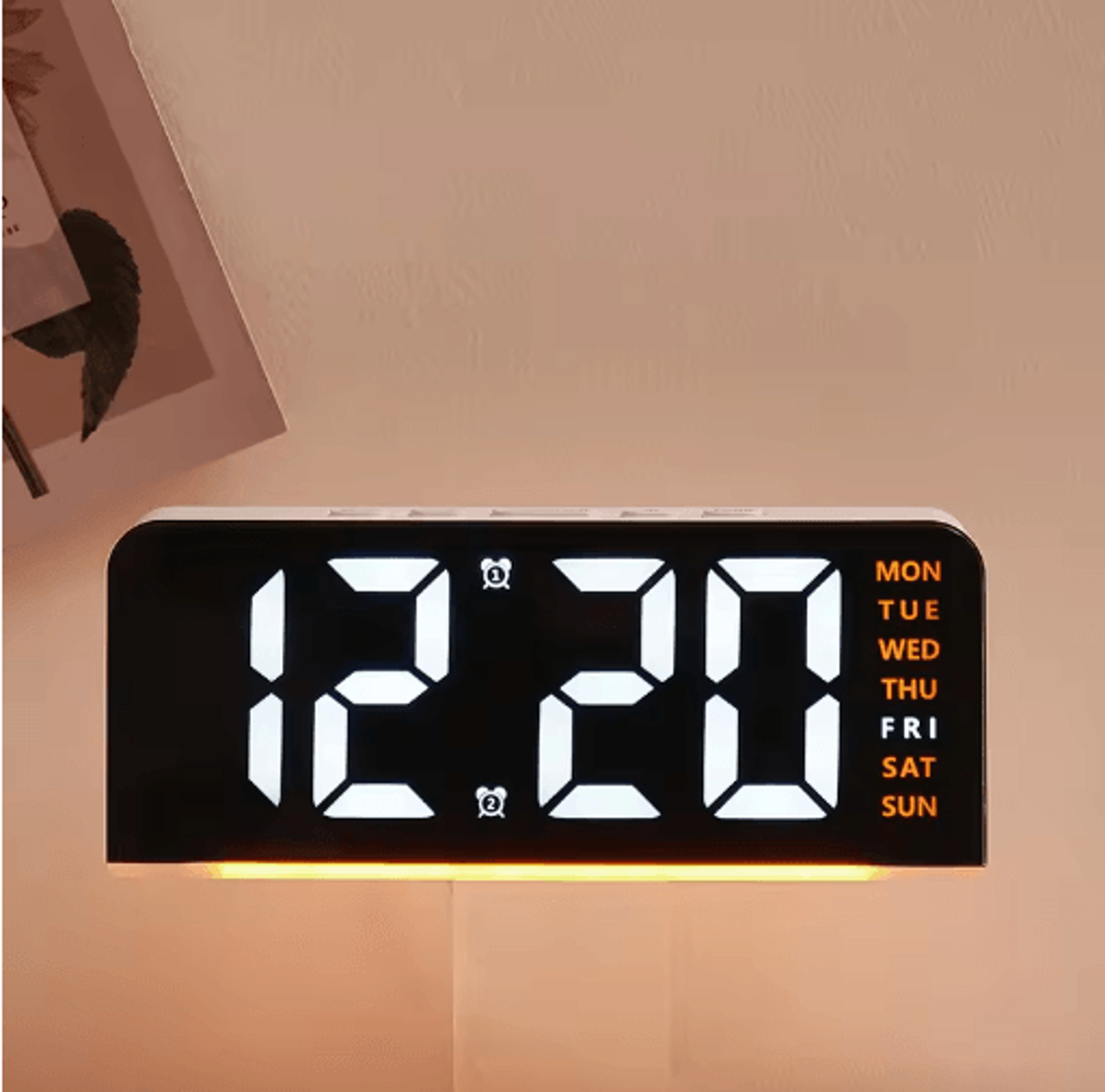 USB Digital Alarm Clock  Mood Light Dual Alarms  Temperature Display 8