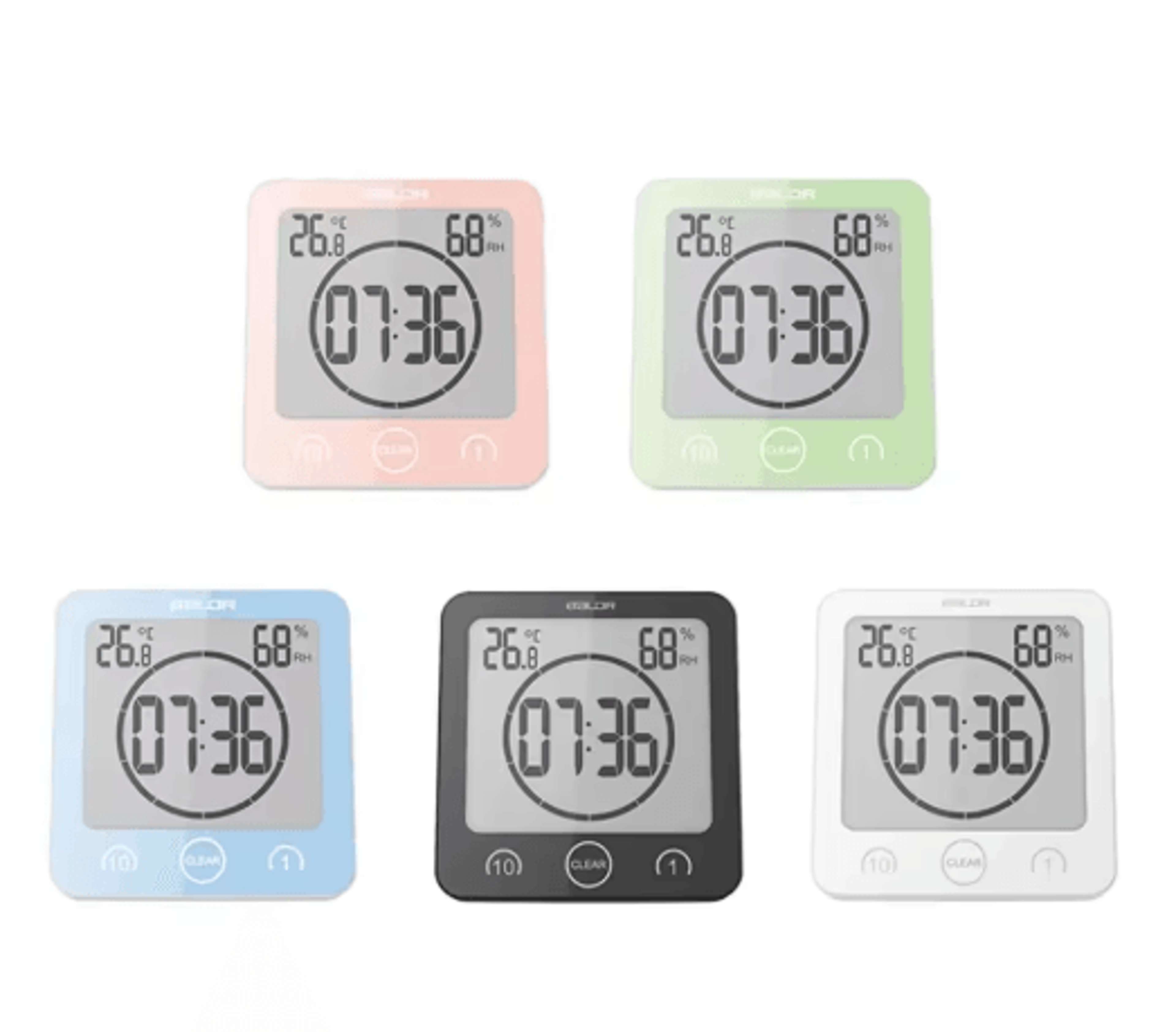 lcd waterproof bathroom clock – timer, temperature & humidity display
