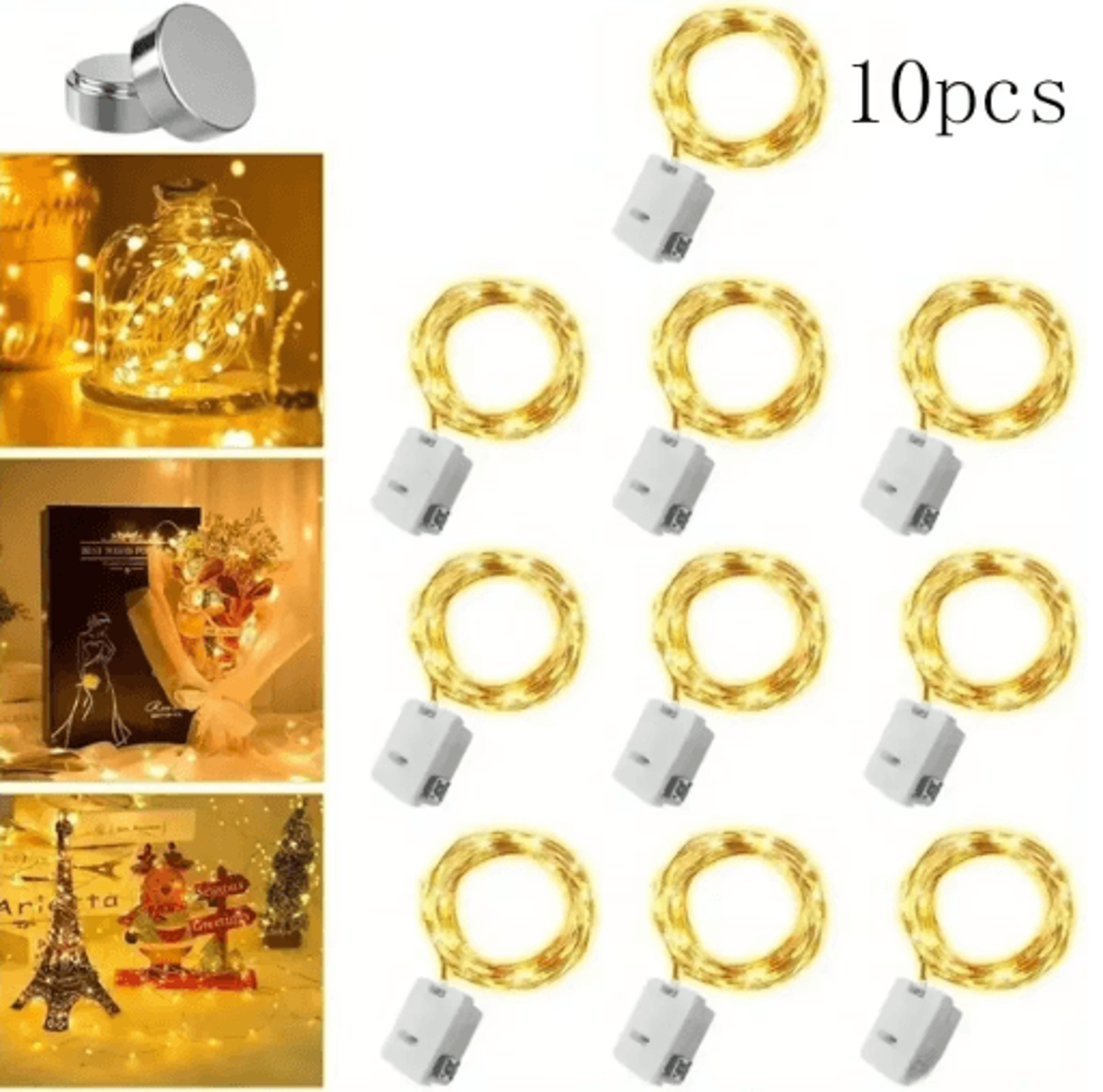 10pcs battery-powered led fairy lights – colored decorative string garlands