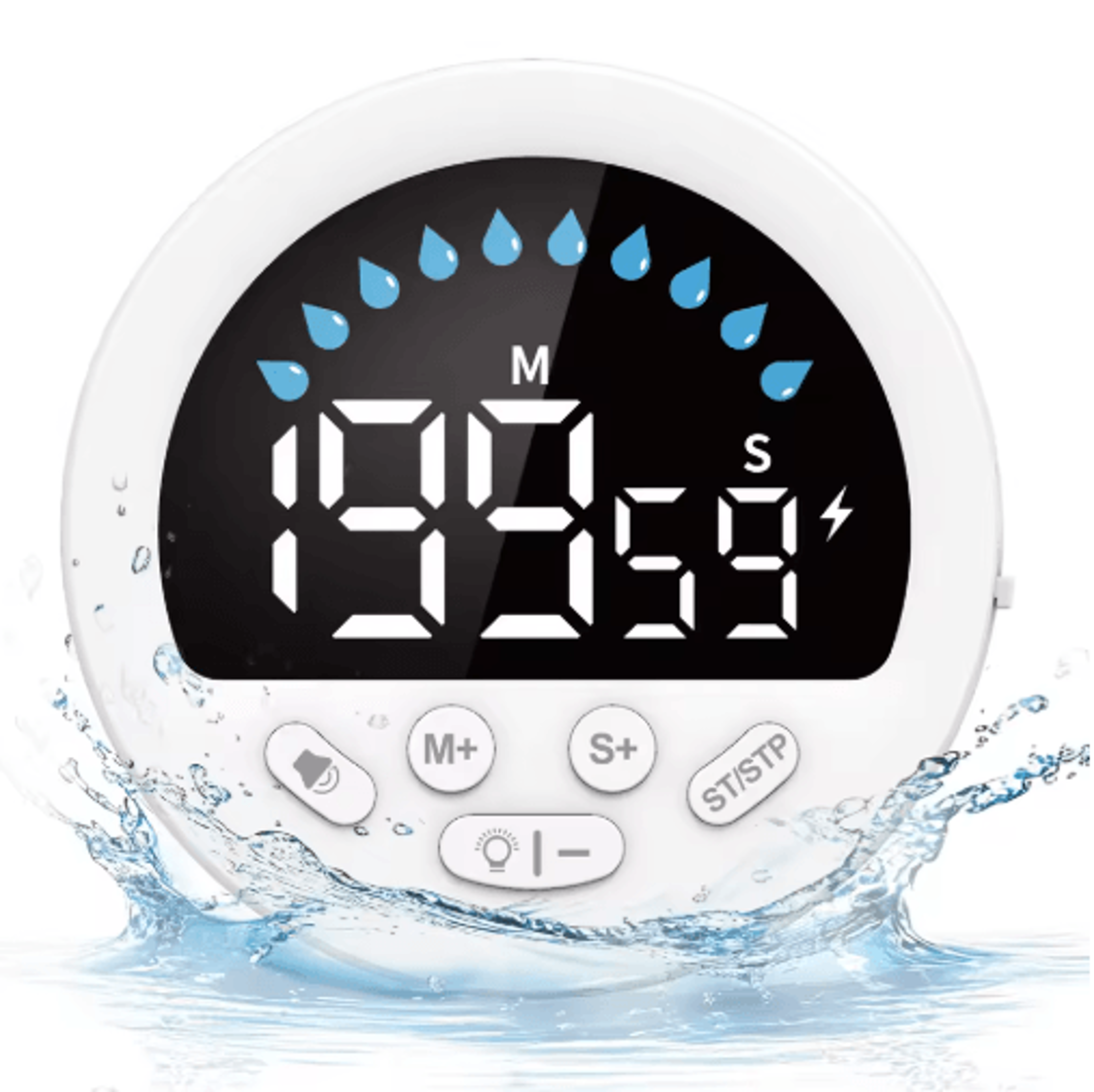 waterproof rechargeable timer – 199-minute led countdown & stopwatch