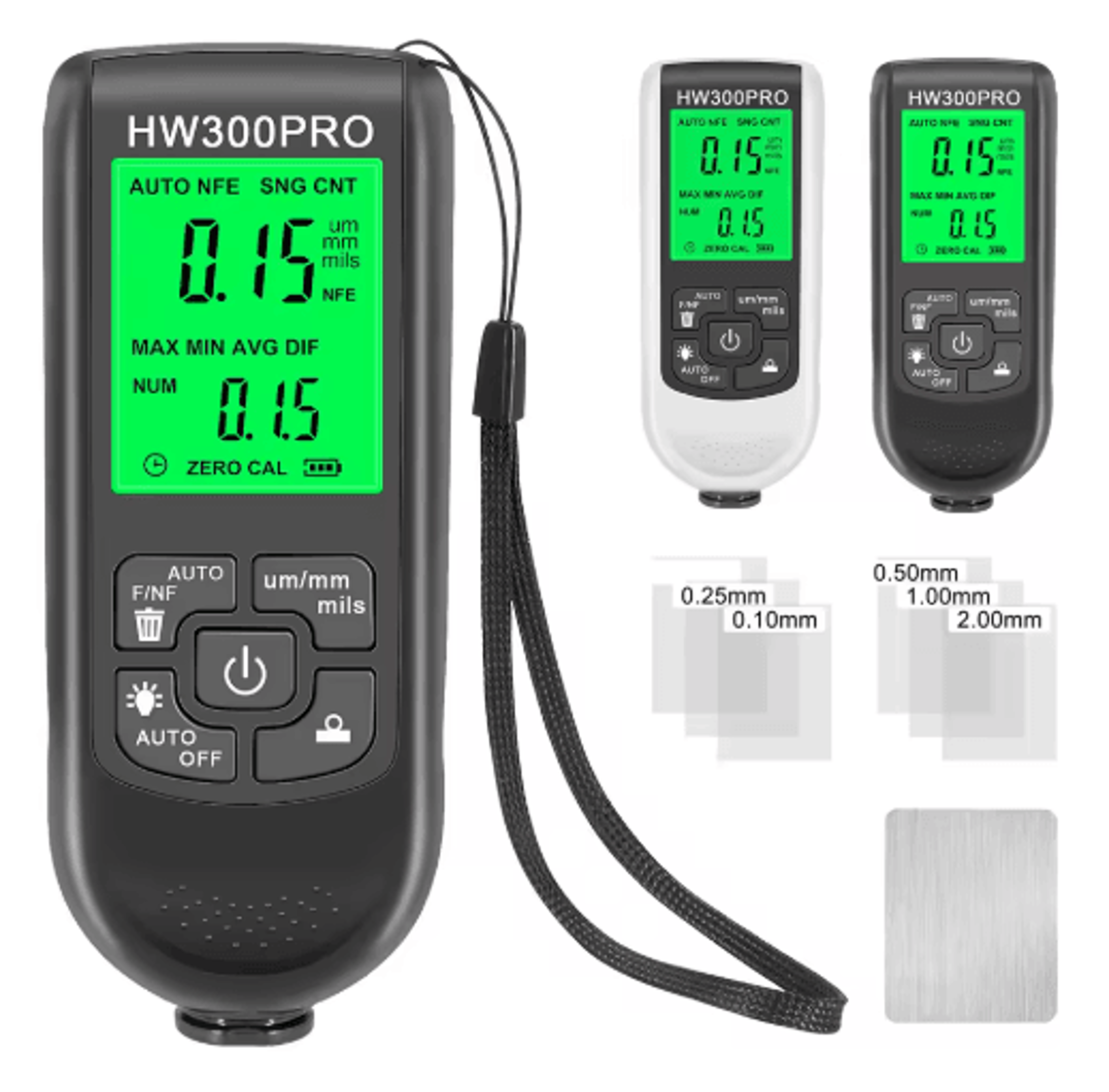 hw-300pro digital paint thickness gauge –0–2000m coating meter