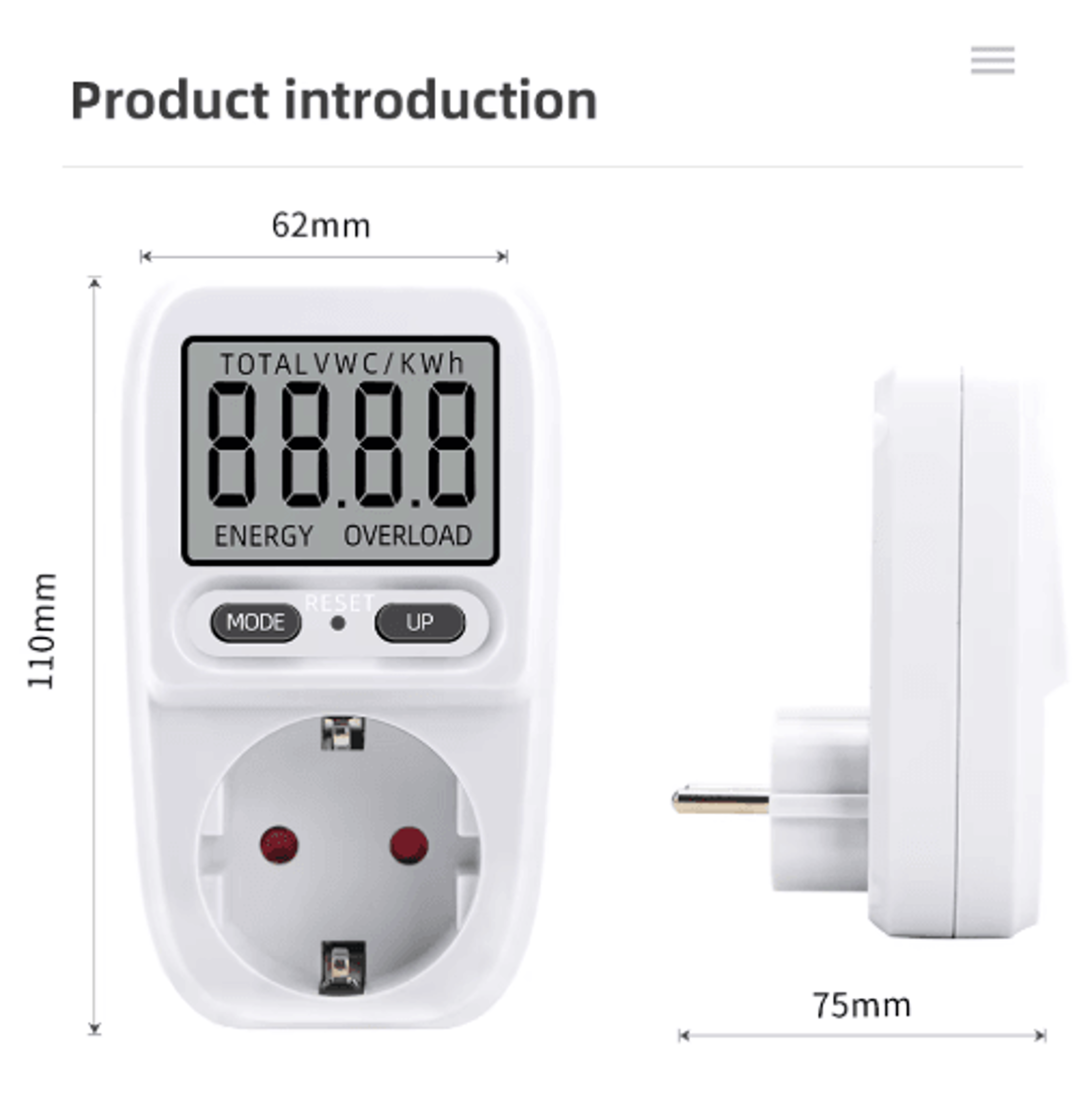 LCD Electricity Power Meter  PlugIn Wattmeter  Energy Usage Analyzer 7