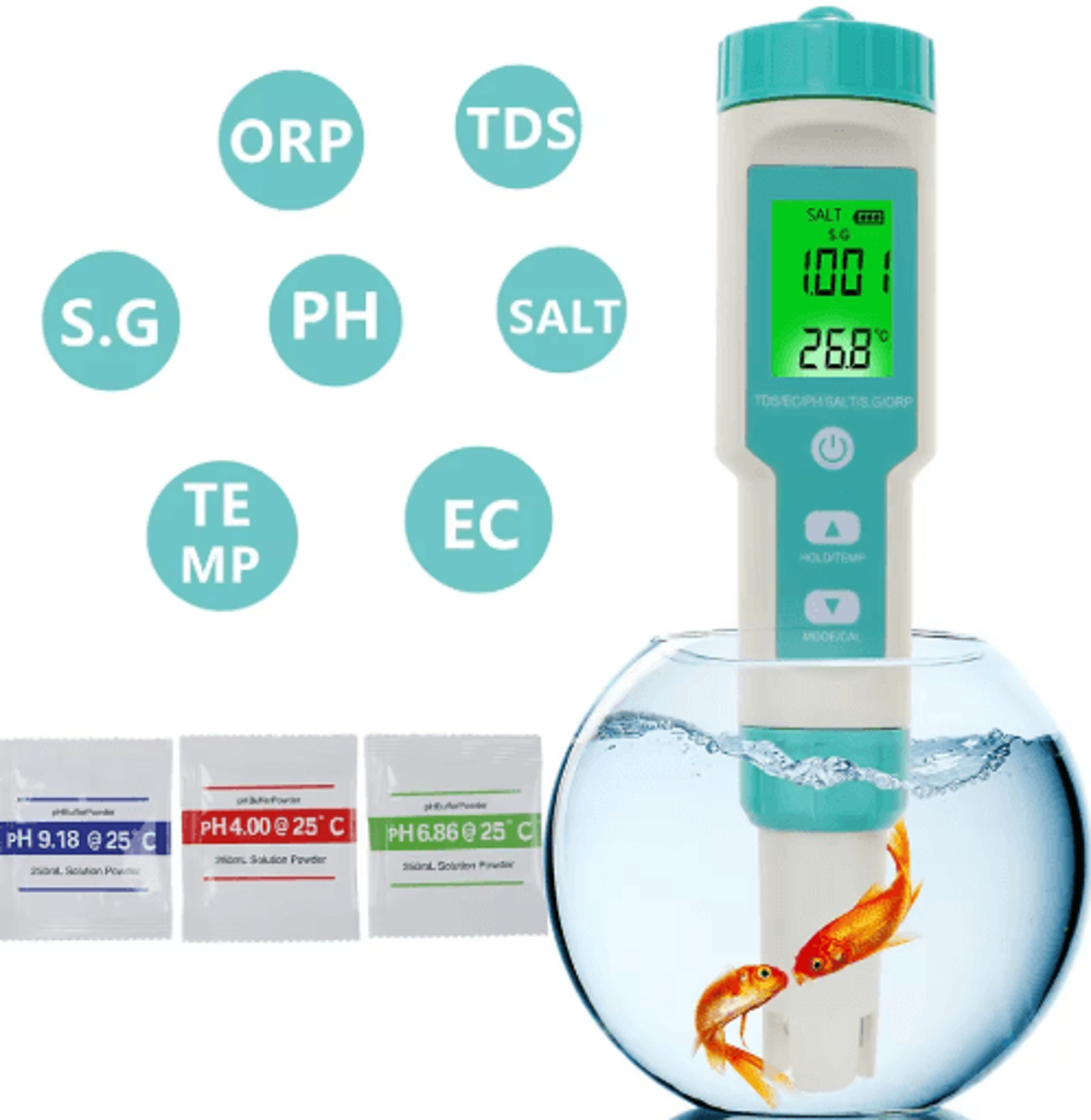4/5/7-in-1 digital ph meter – multi-parameter aquarium water tester