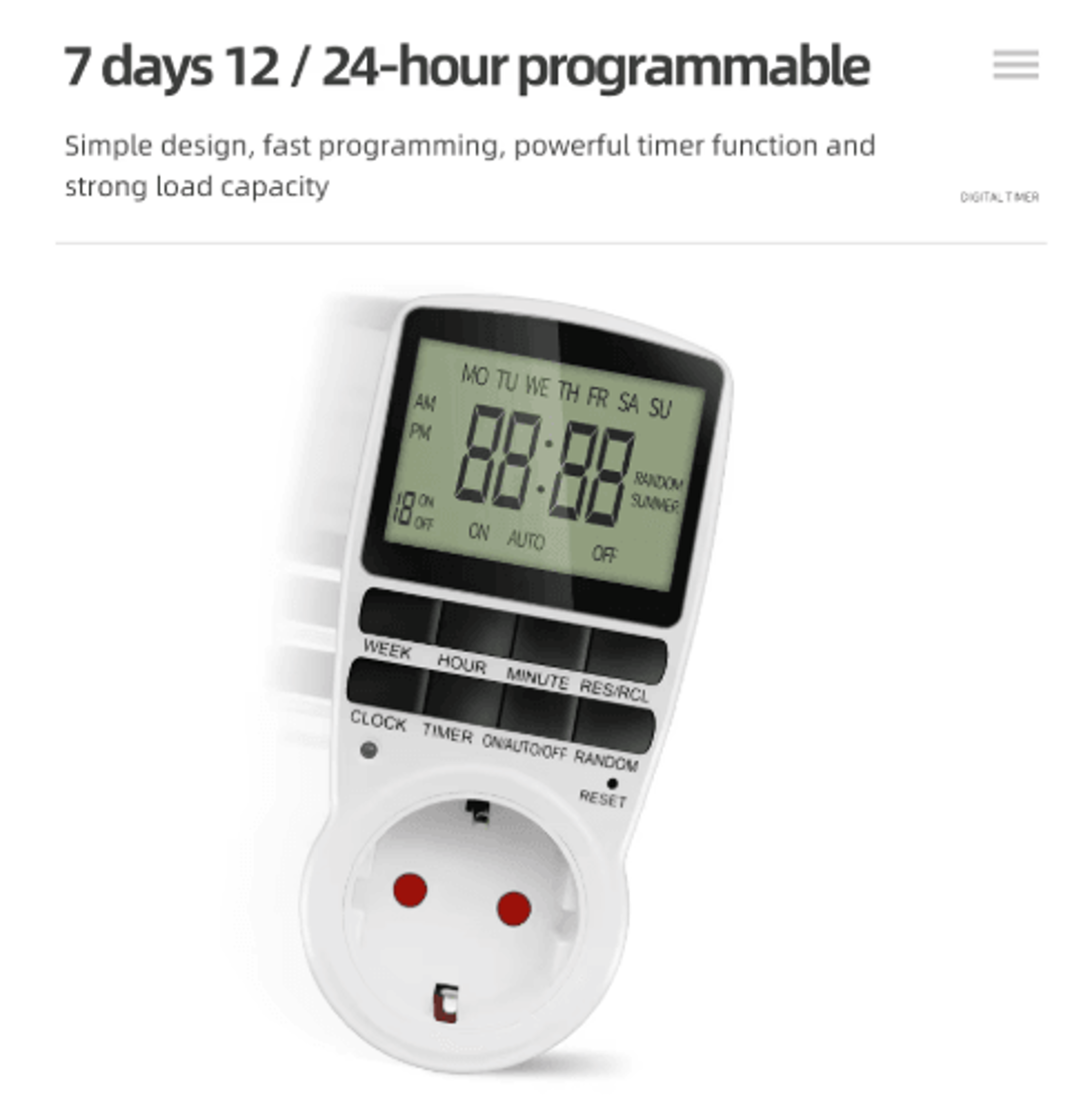 1224Hour Digital Timer Switch  Programmable PlugIn Outlet 9