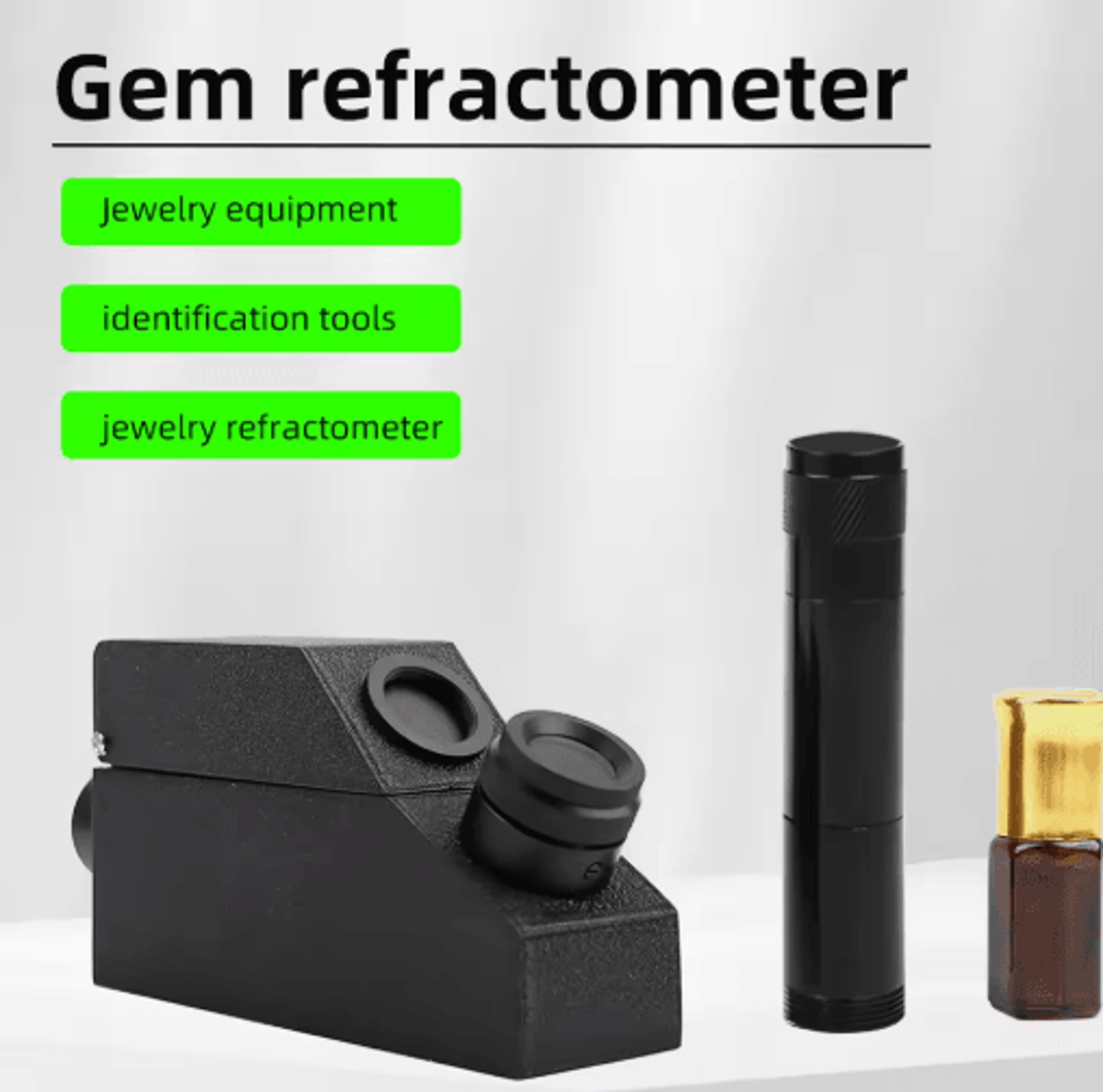 rhg 1.30–1.81 gemstone refractometer – jewelry testing tool with led light