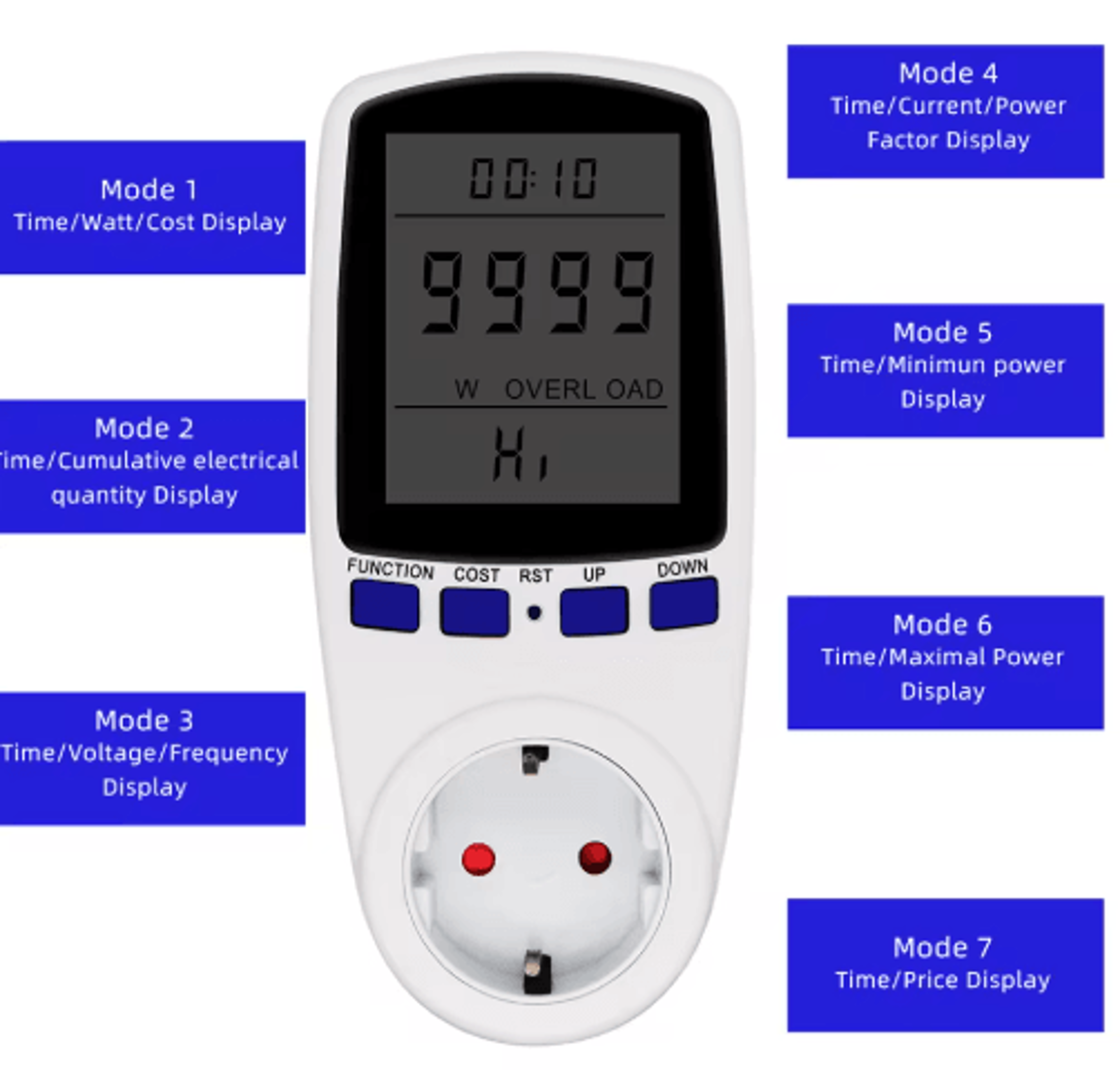220v lcd wattmeter socket – kwh energy & power usage monitor