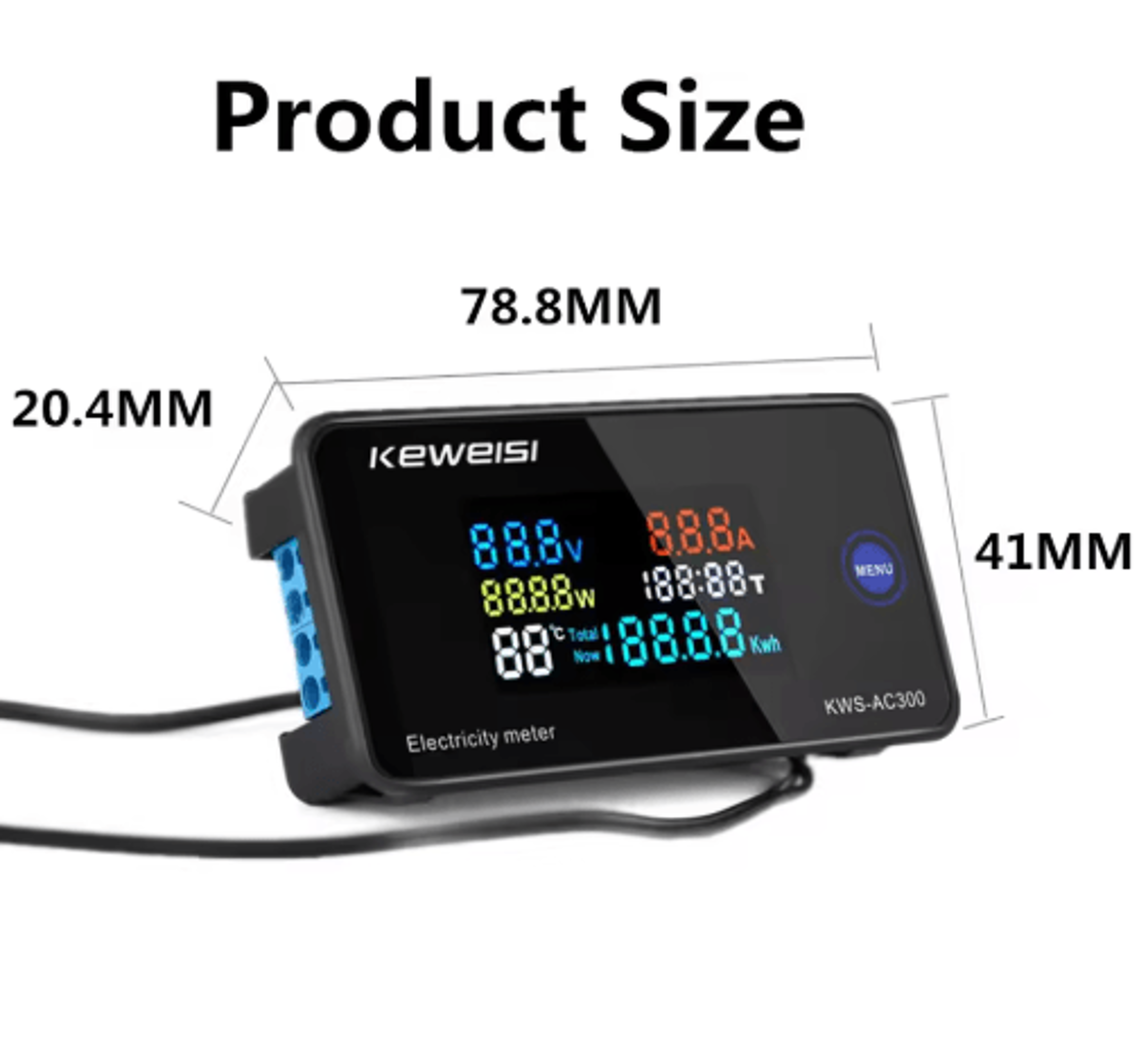 KWSAC300 Digital Power Meter  50300V AC Voltmeter  Wattmeter 6