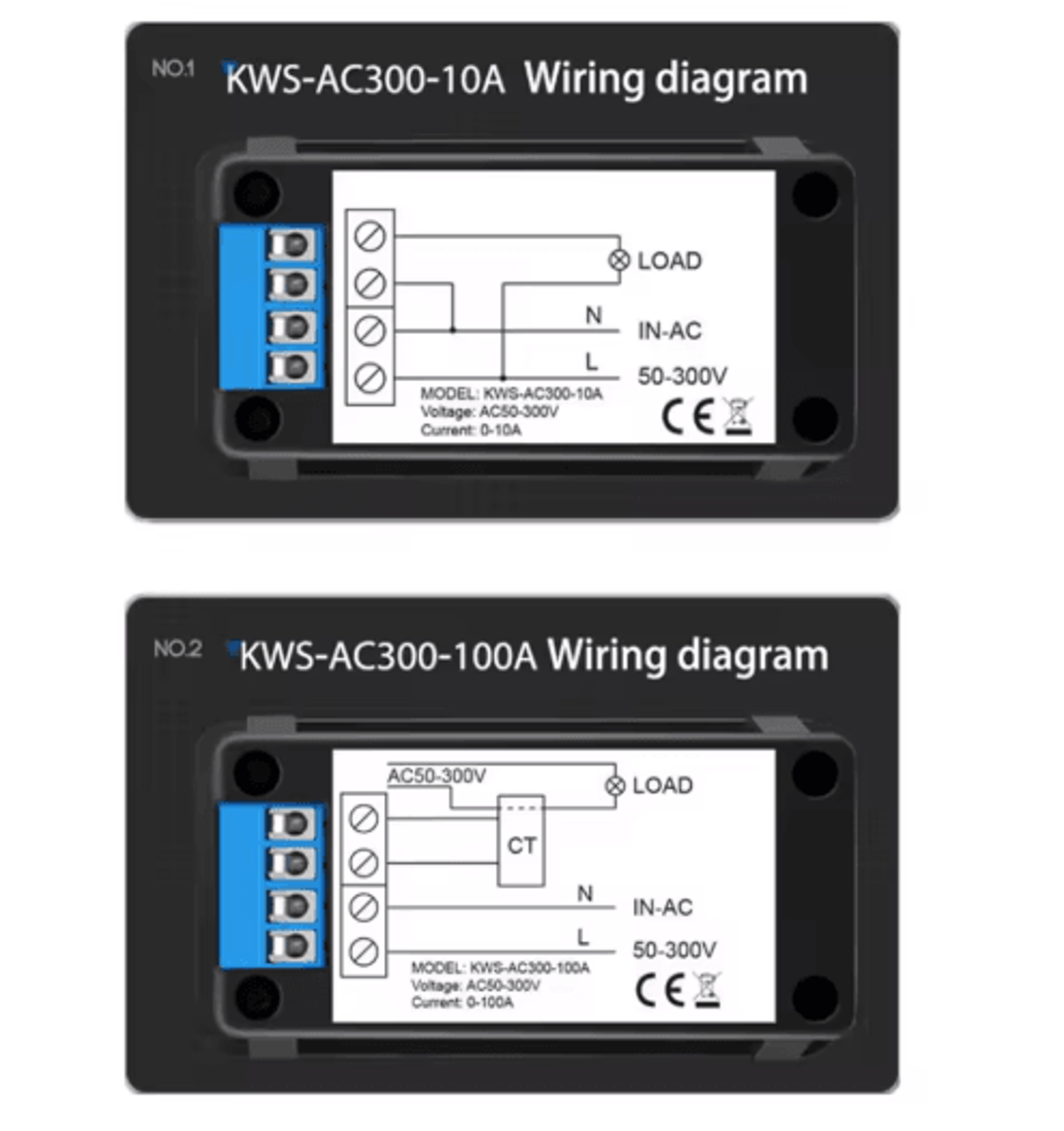 KWSAC300 Digital Power Meter  50300V AC Voltmeter  Wattmeter 5