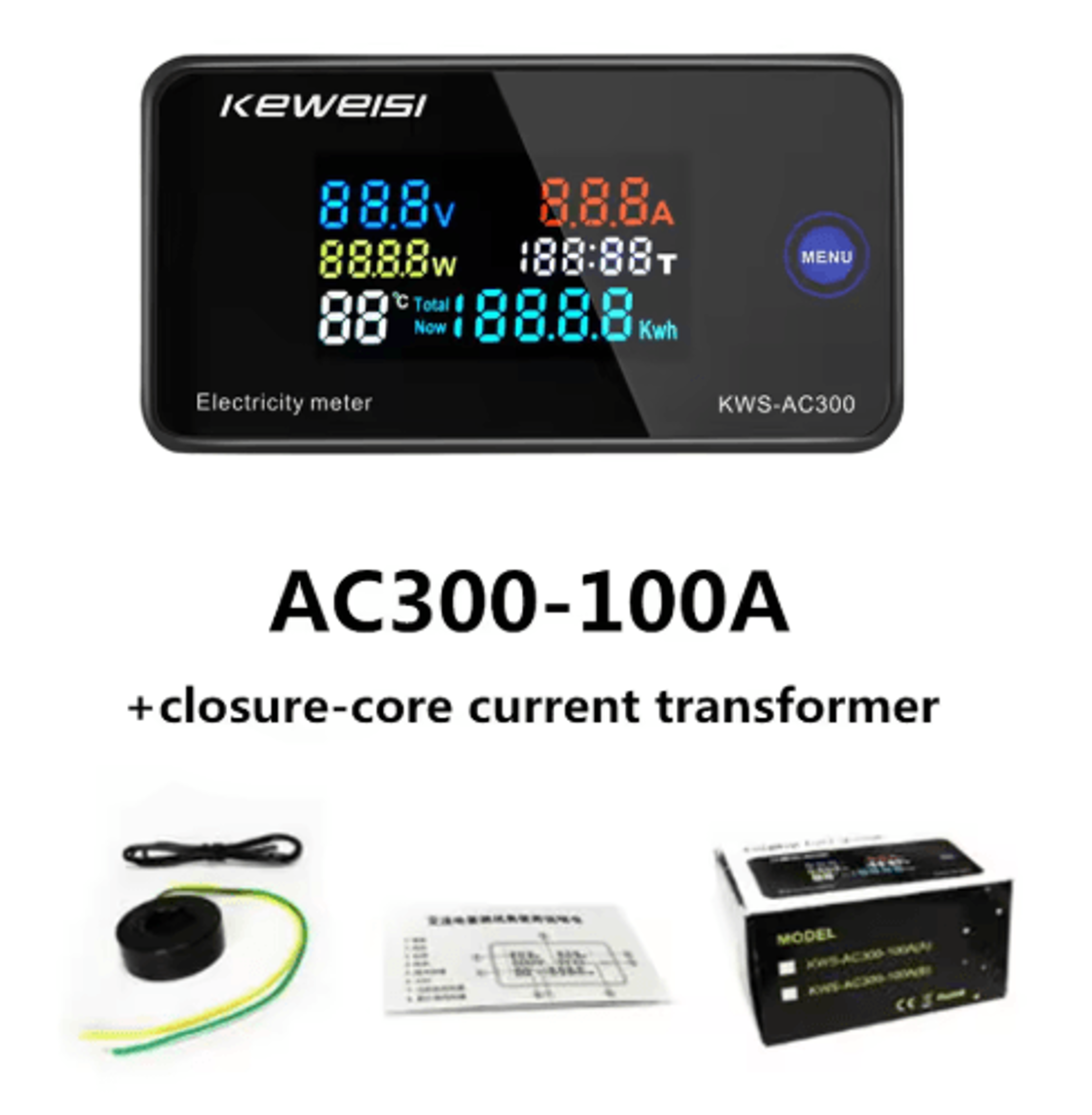 KWSAC300 Digital Power Meter  50300V AC Voltmeter  Wattmeter 2
