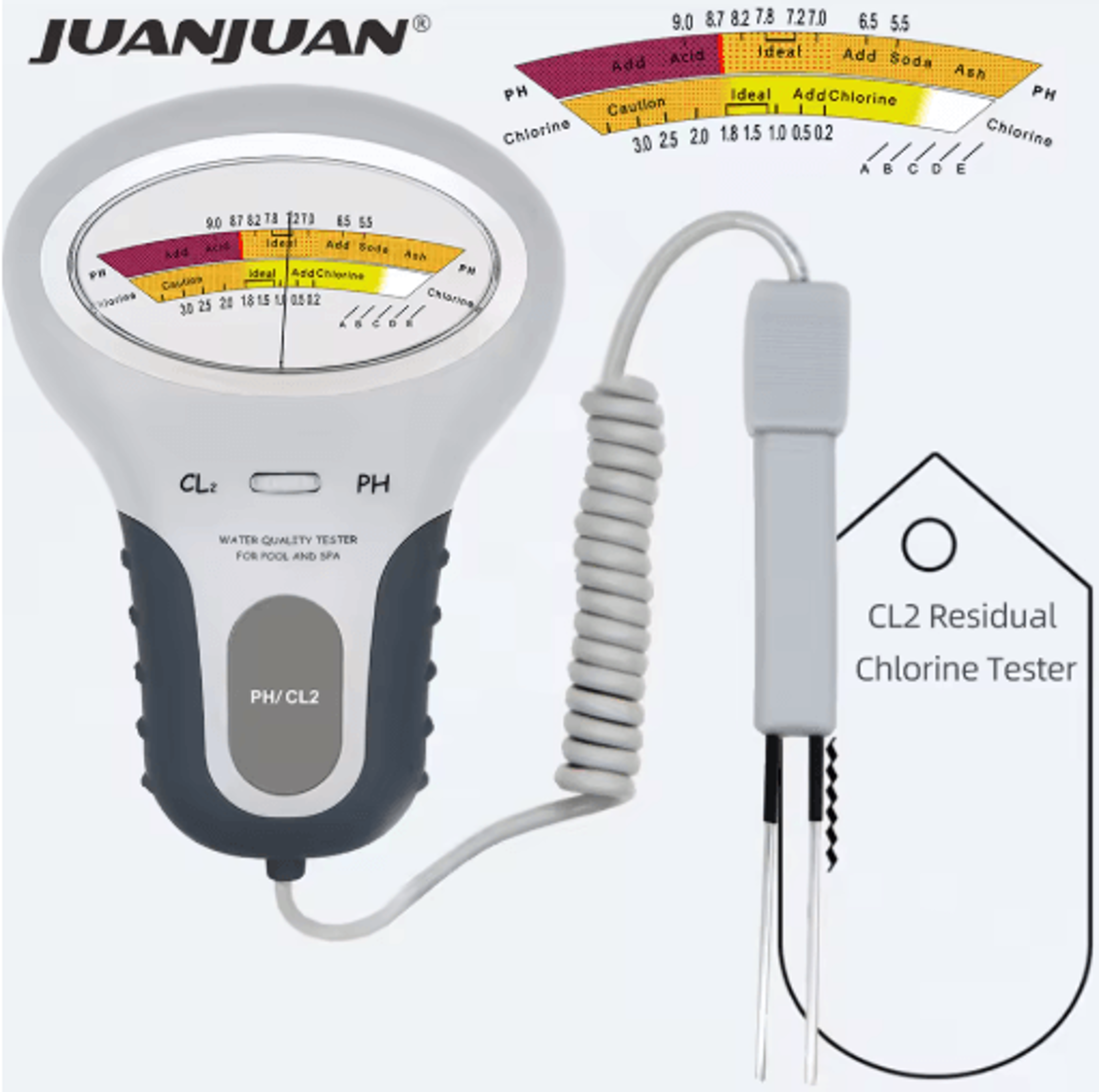 2-in-1 ph & chlorine meter – pool and aquarium water quality tester