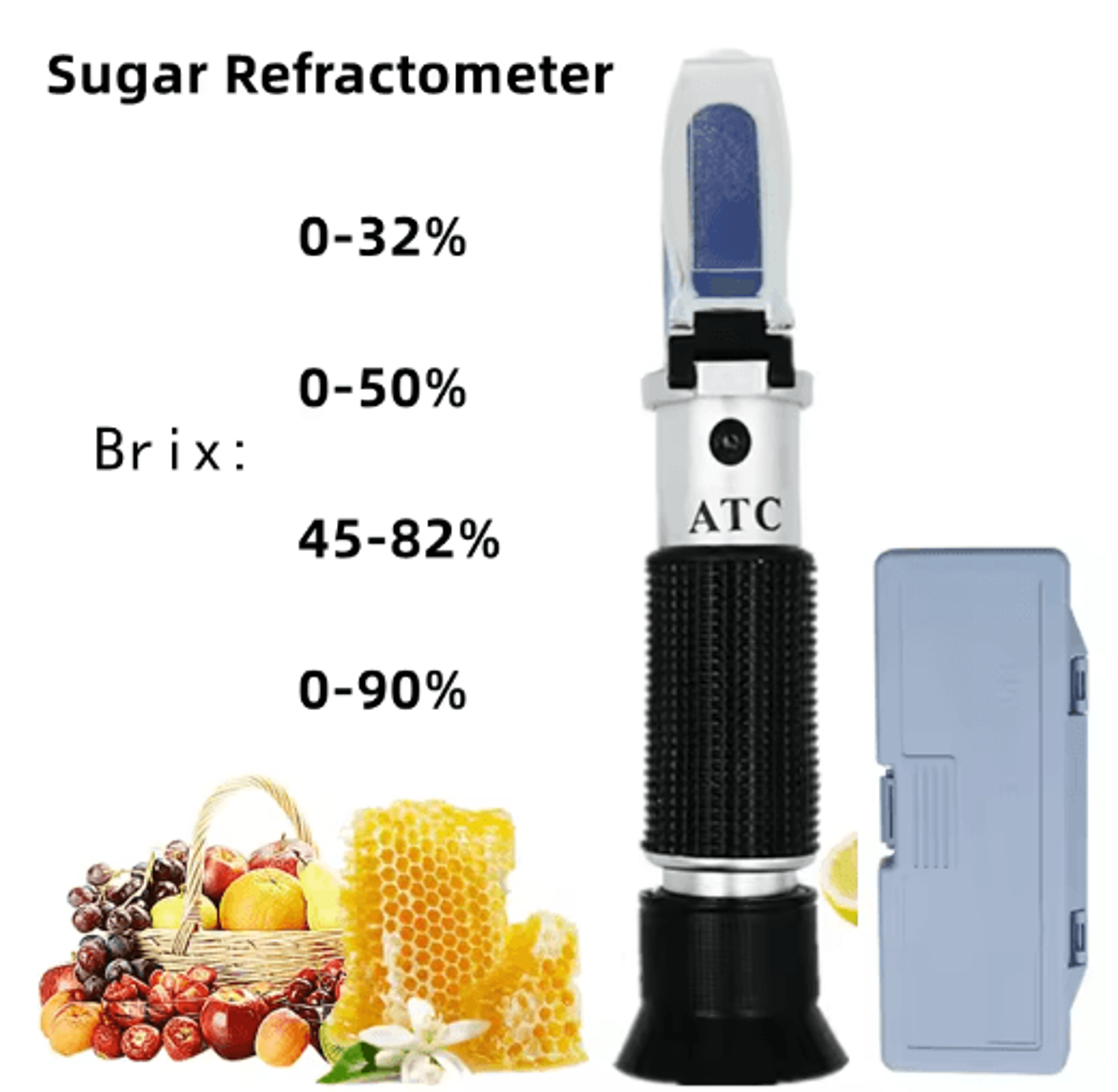 handheld brix refractometer – sugar concentration tester for honey, juice & wine