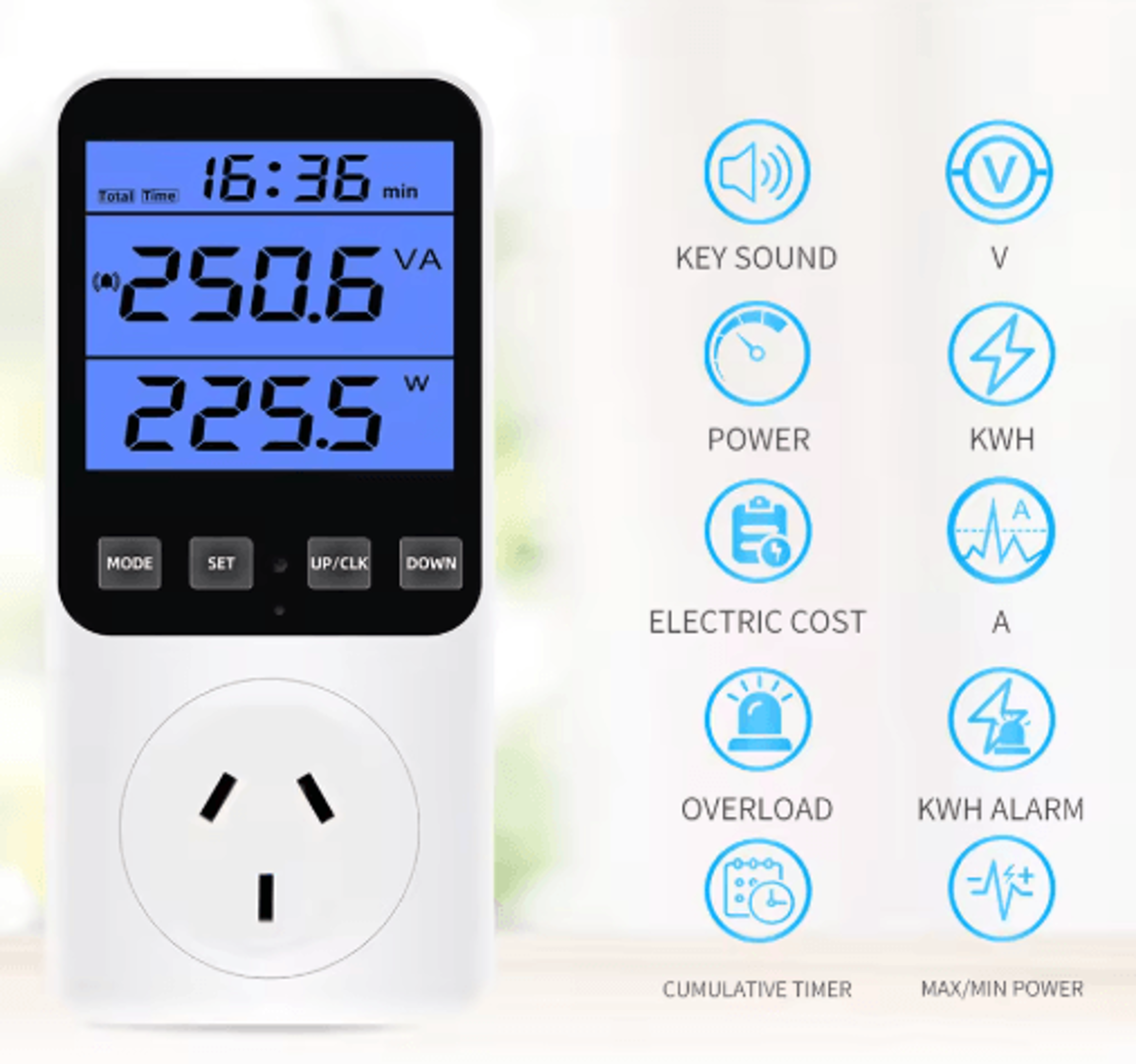 230v digital power energy meter – lcd wattmeter & electricity cost monitor
