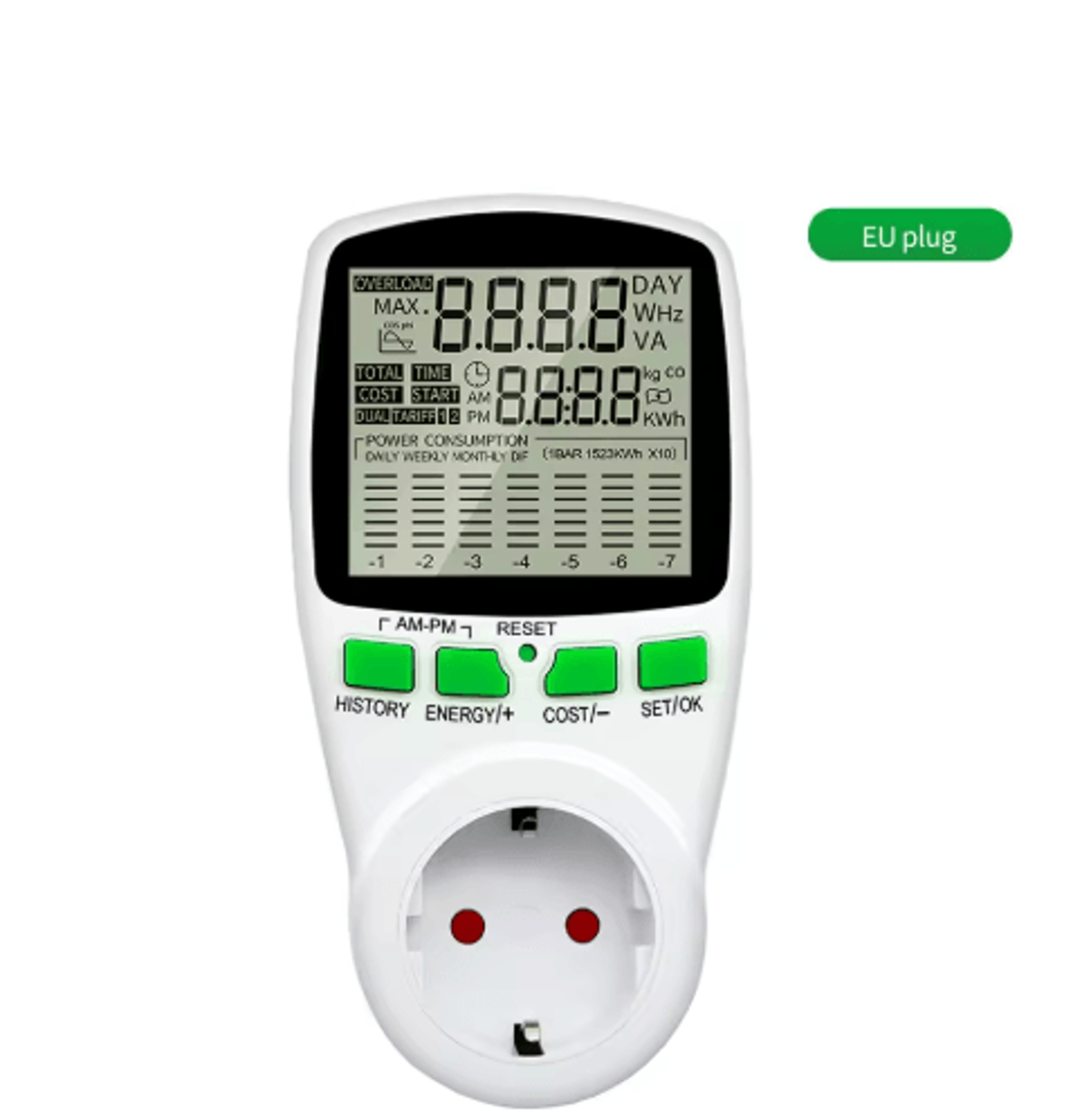 Digital LCD Energy Watt Meter  KWh Electricity  Outlet Power Analyzer 6