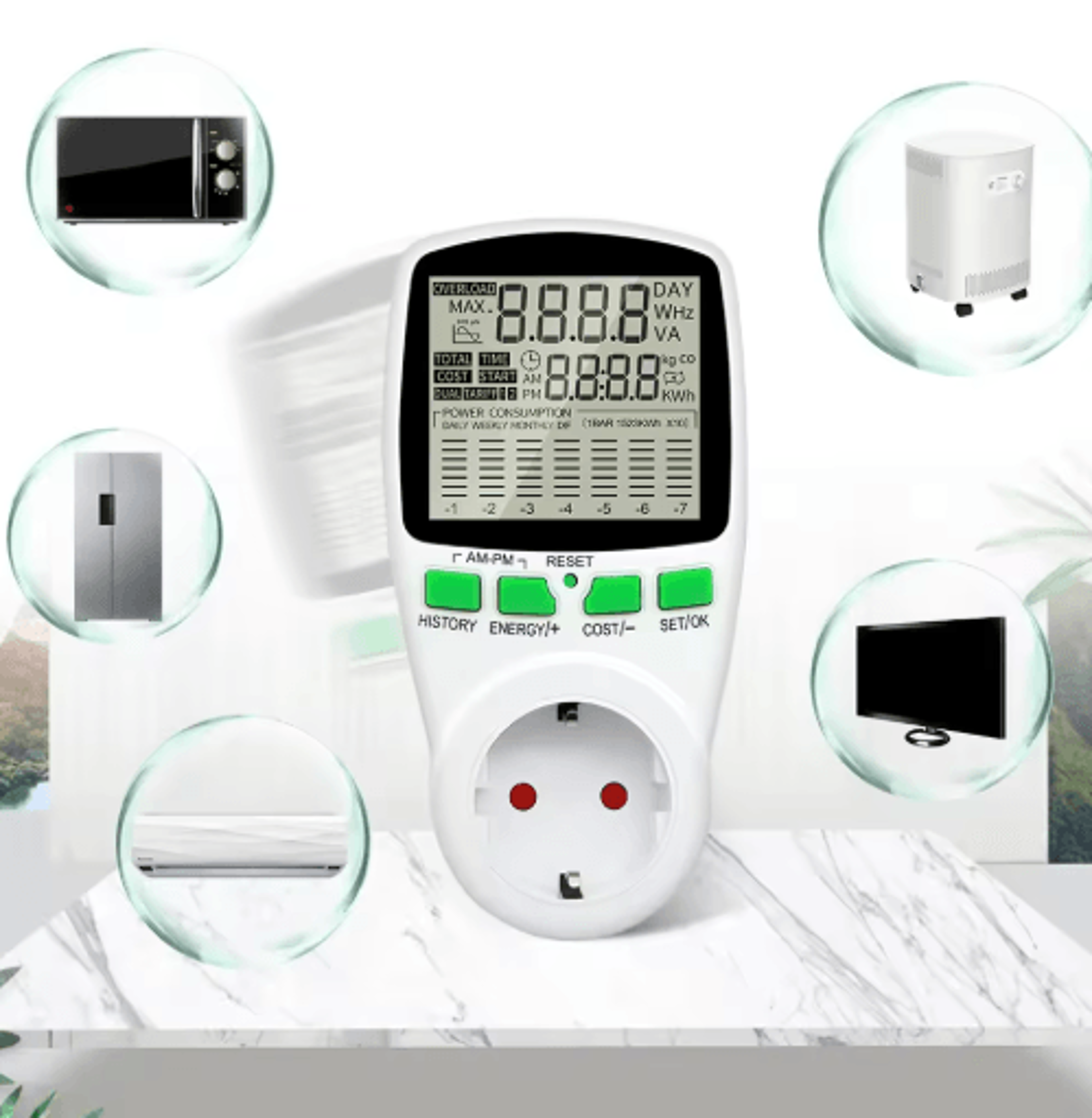 Digital LCD Energy Watt Meter  KWh Electricity  Outlet Power Analyzer 11