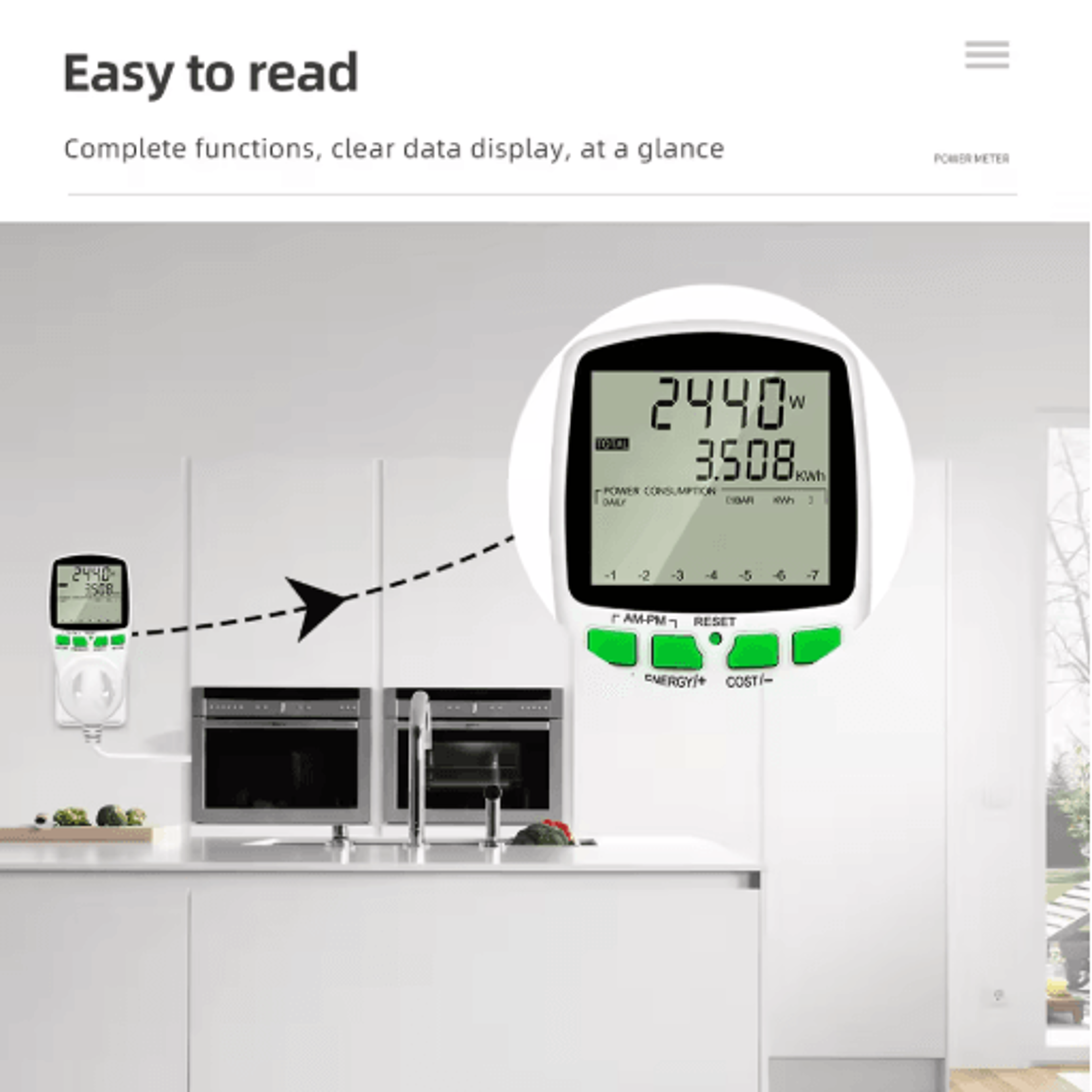 Digital LCD Energy Watt Meter  KWh Electricity  Outlet Power Analyzer 12