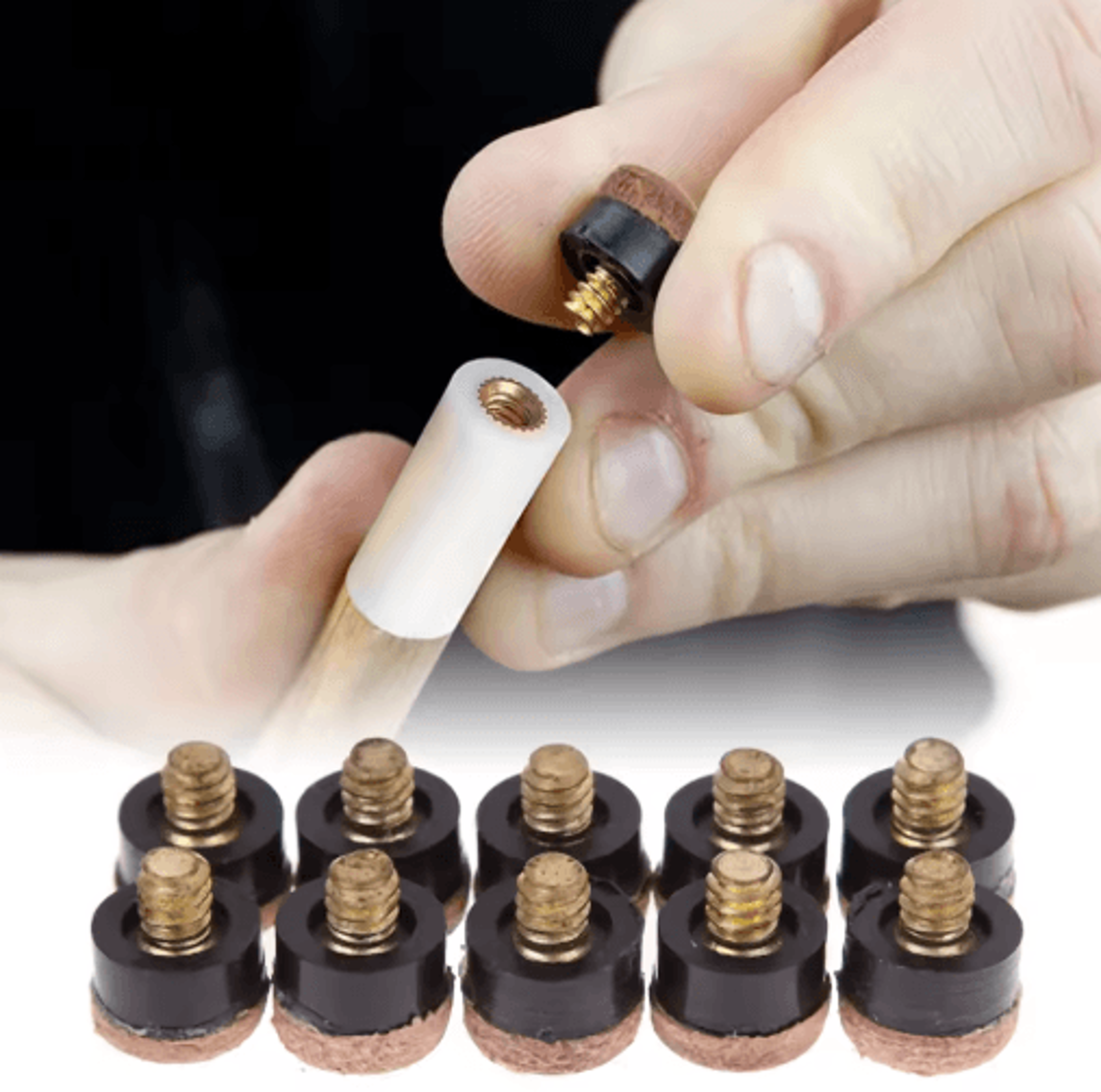 10-pack 10mm screw-on billiard cue tips – snooker & pool stick replacements