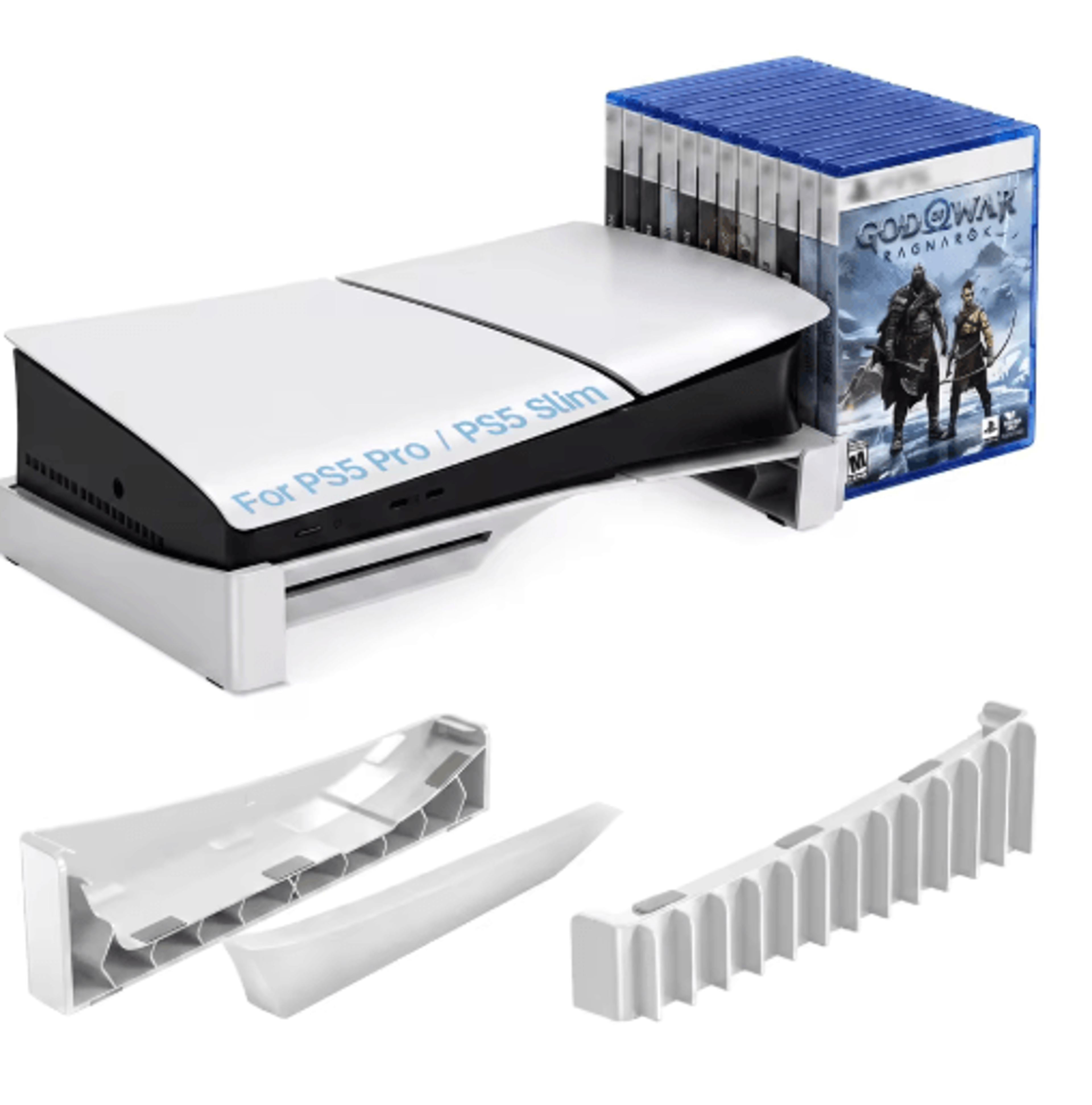 ps5 slim & pro horizontal stand – console base with 12-disc storage