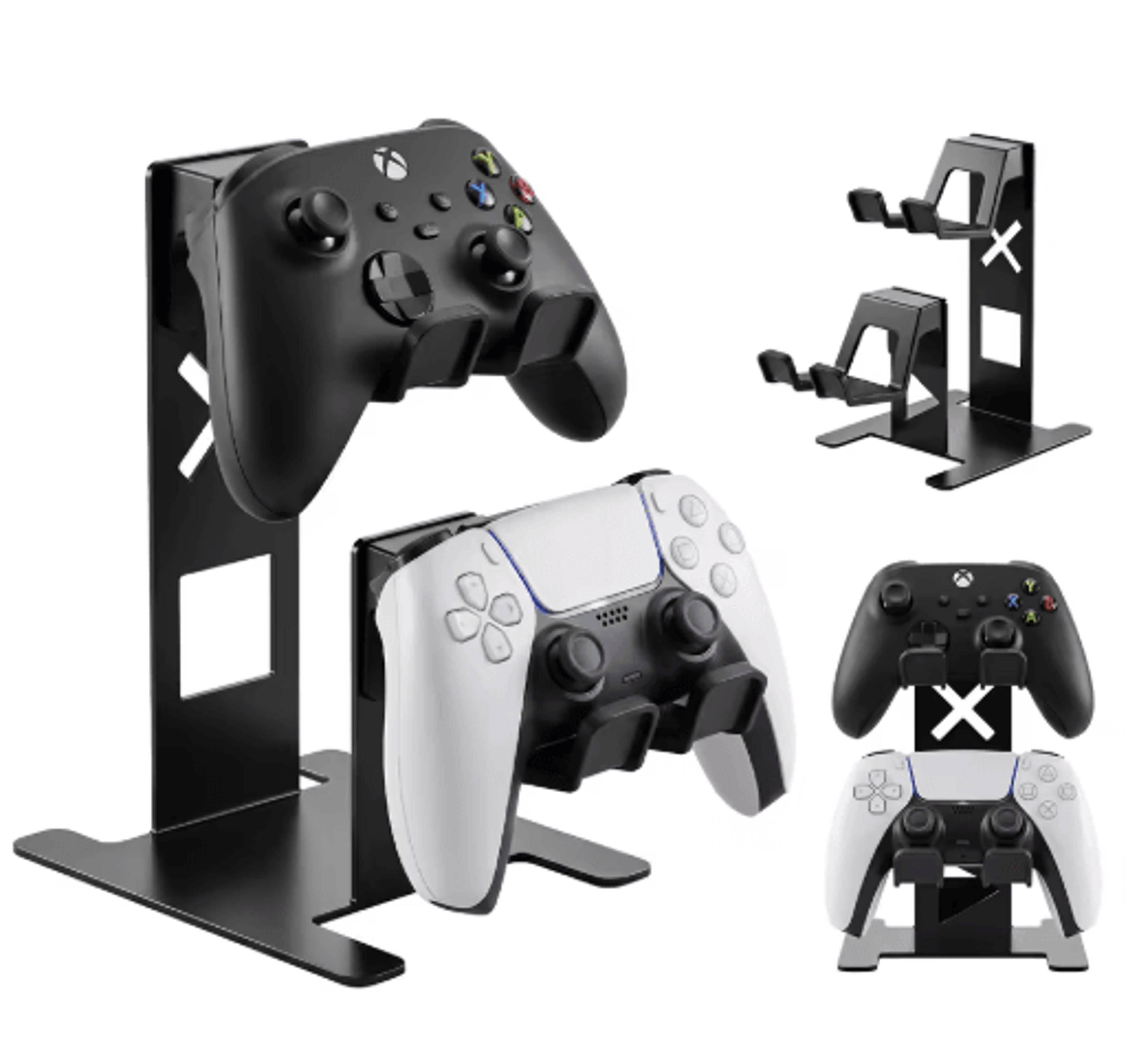 universal metal dual controller holder – desktop gamepad stand