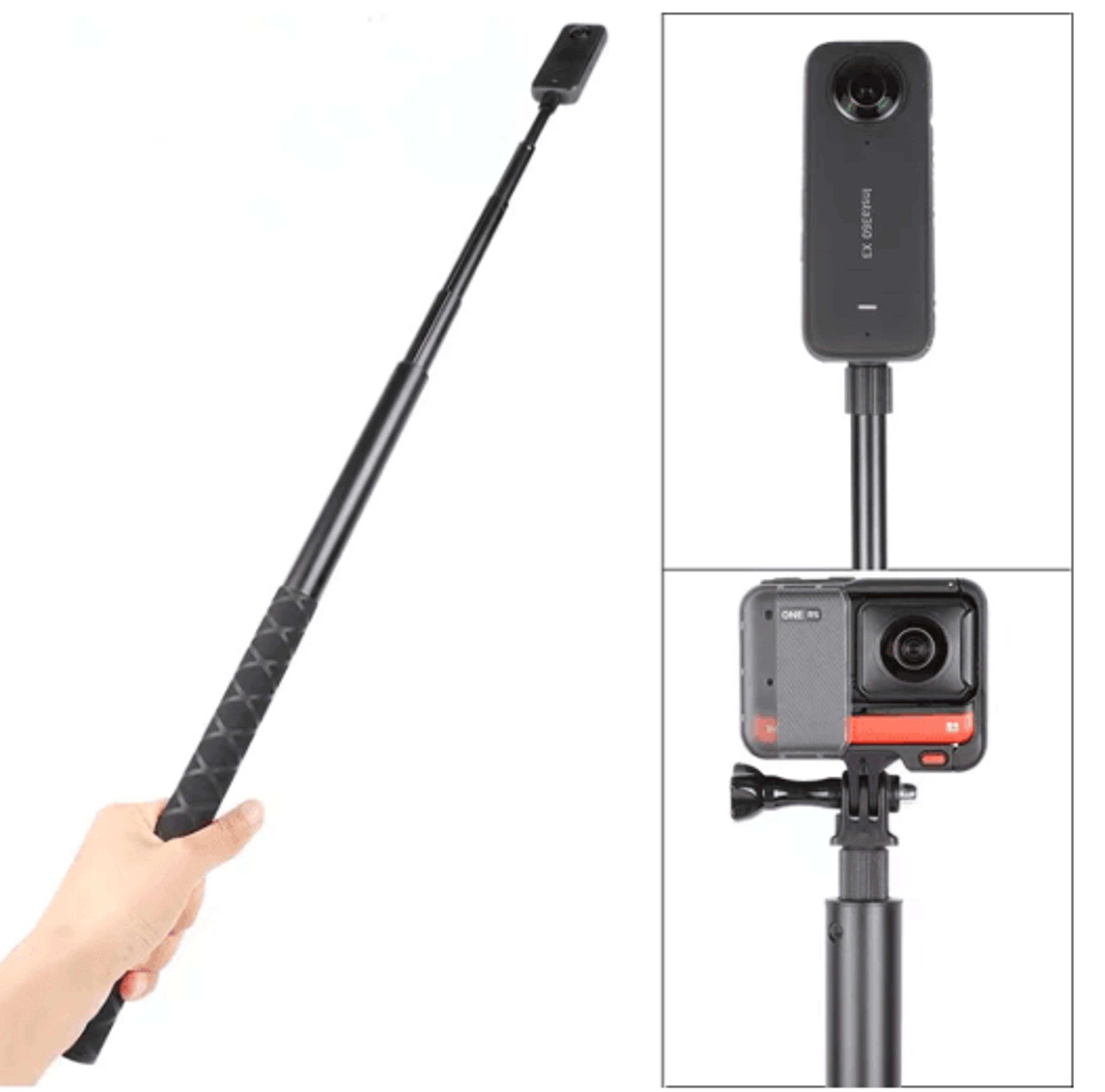 120cm invisible selfie stick for insta360 – extended 1/4" monopod pole