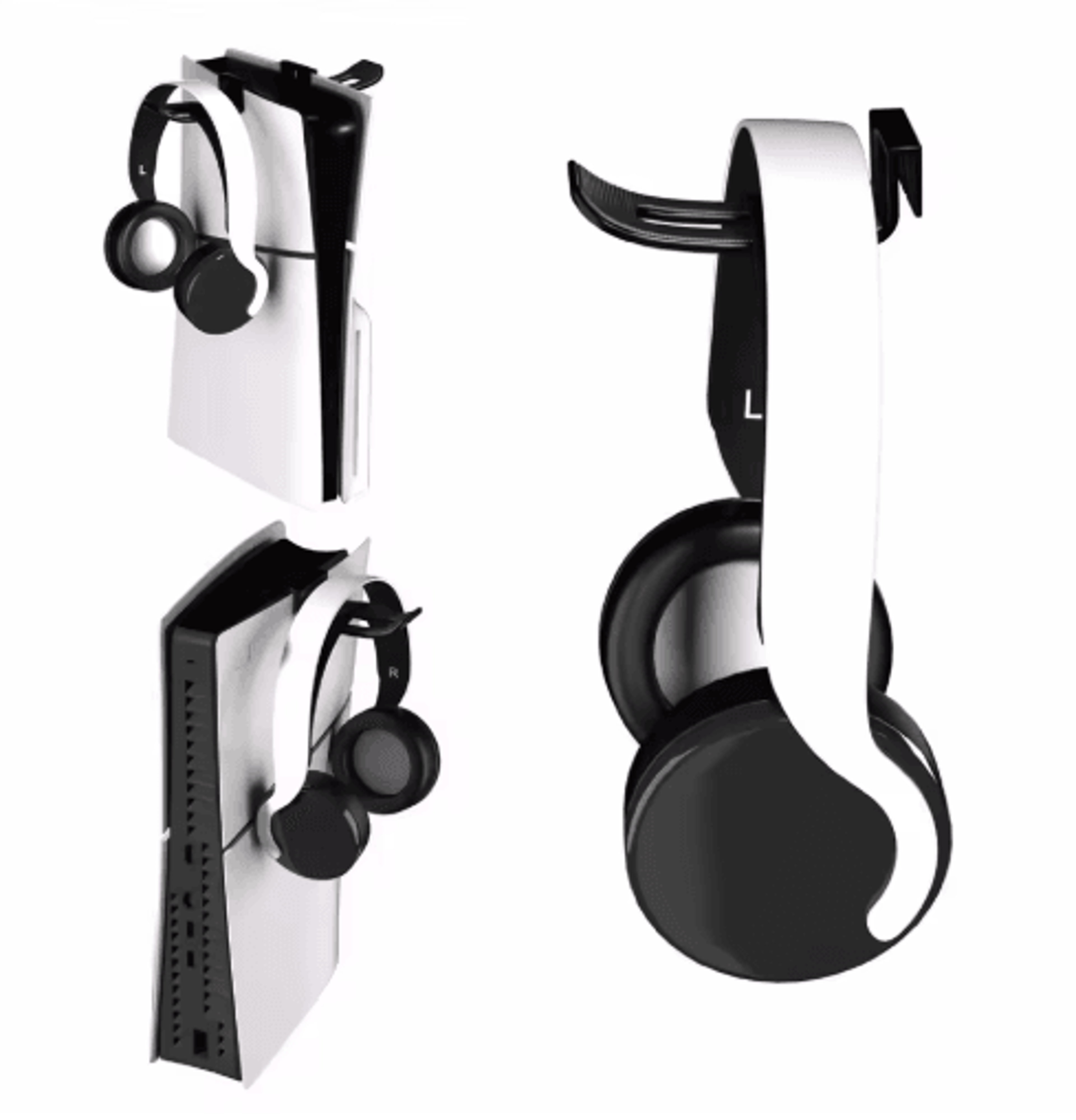 ps5 headset & controller holder – space-saving hook hanger for ps5 consoles