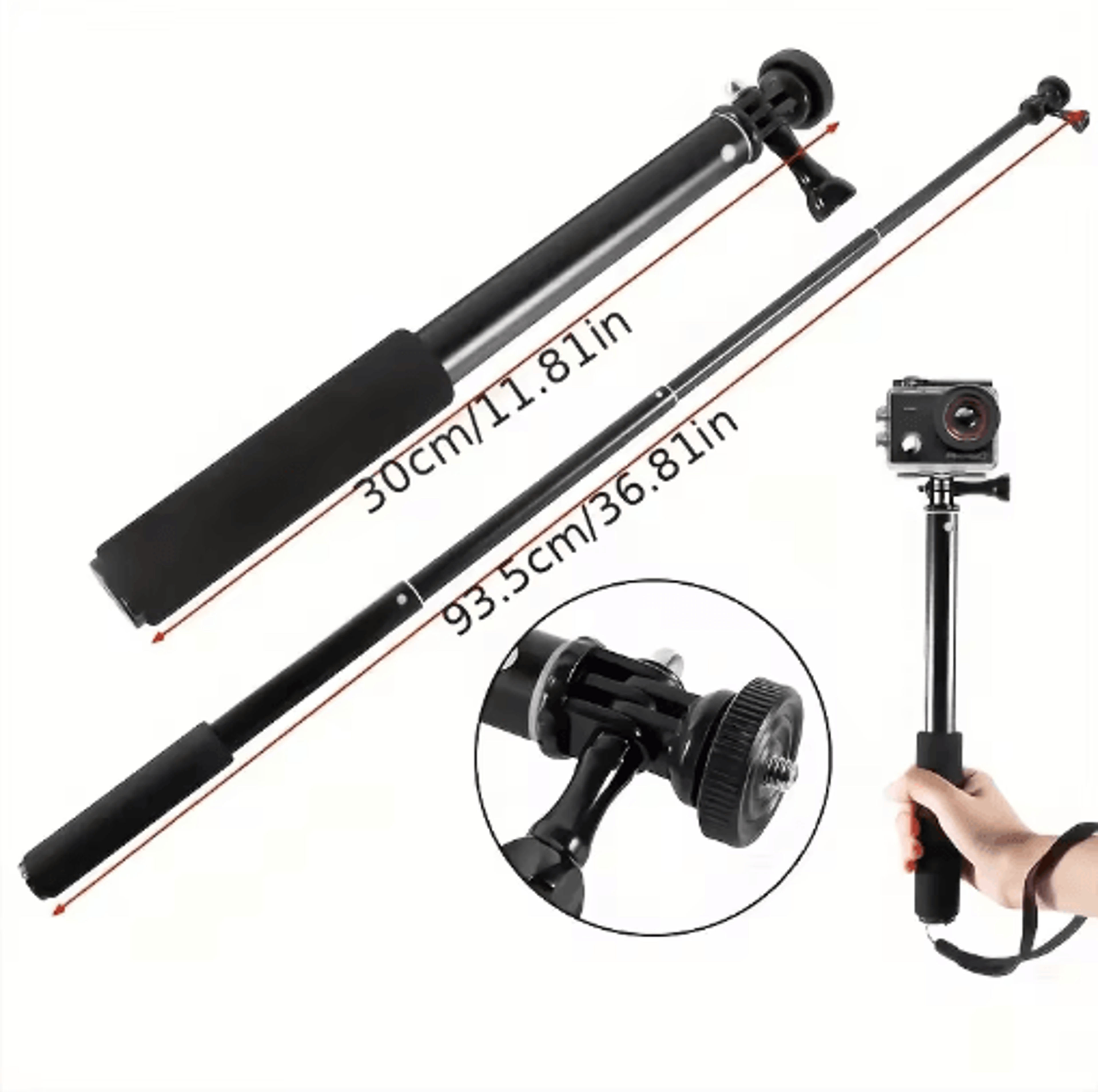 37 invisible selfie stick – portable extension pole for action cameras