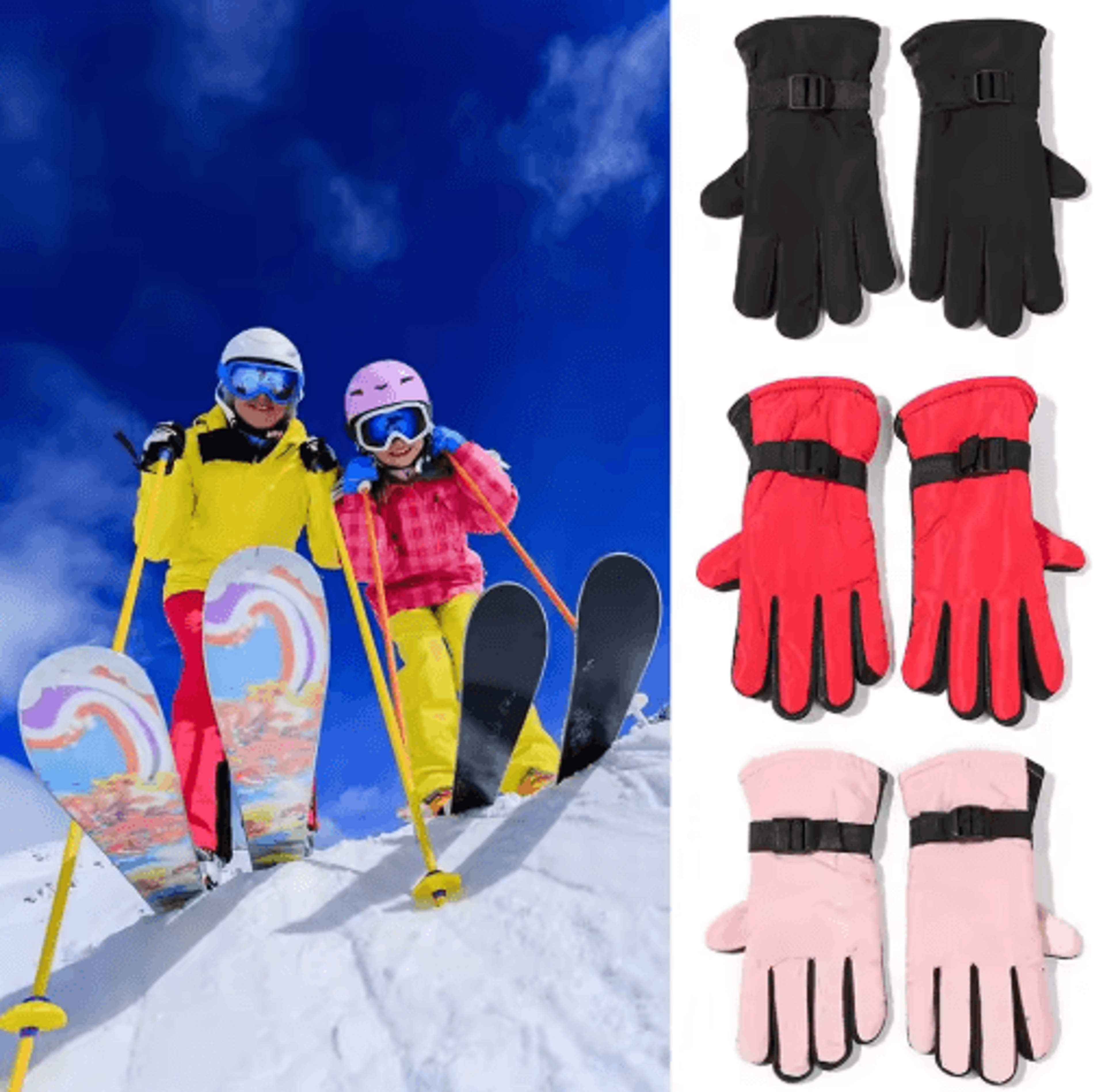 waterproof winter ski gloves – warm snow mittens for kids & adults