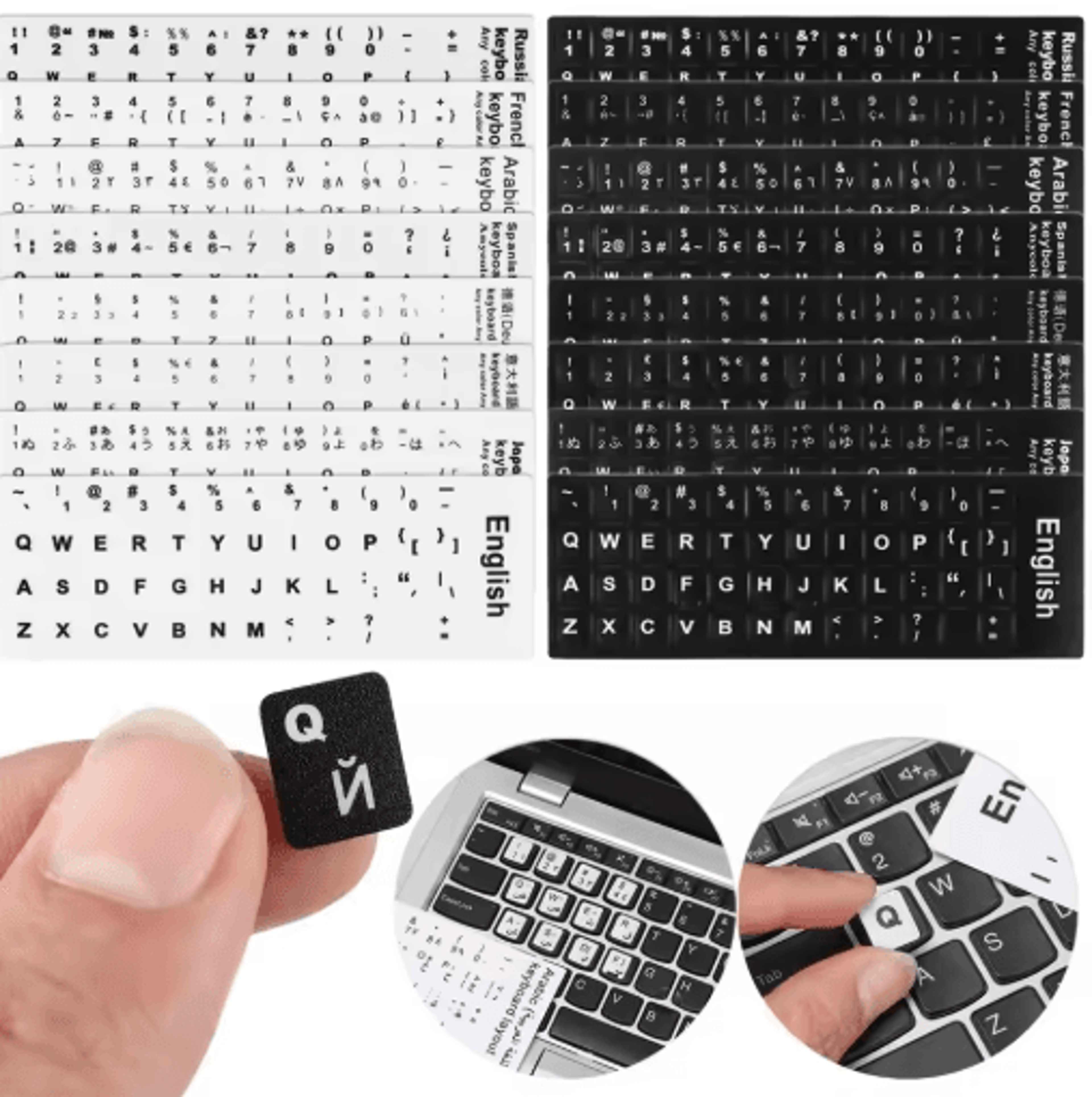 multilingual keyboard letter stickers – wear-resistant key labels for laptop & pc