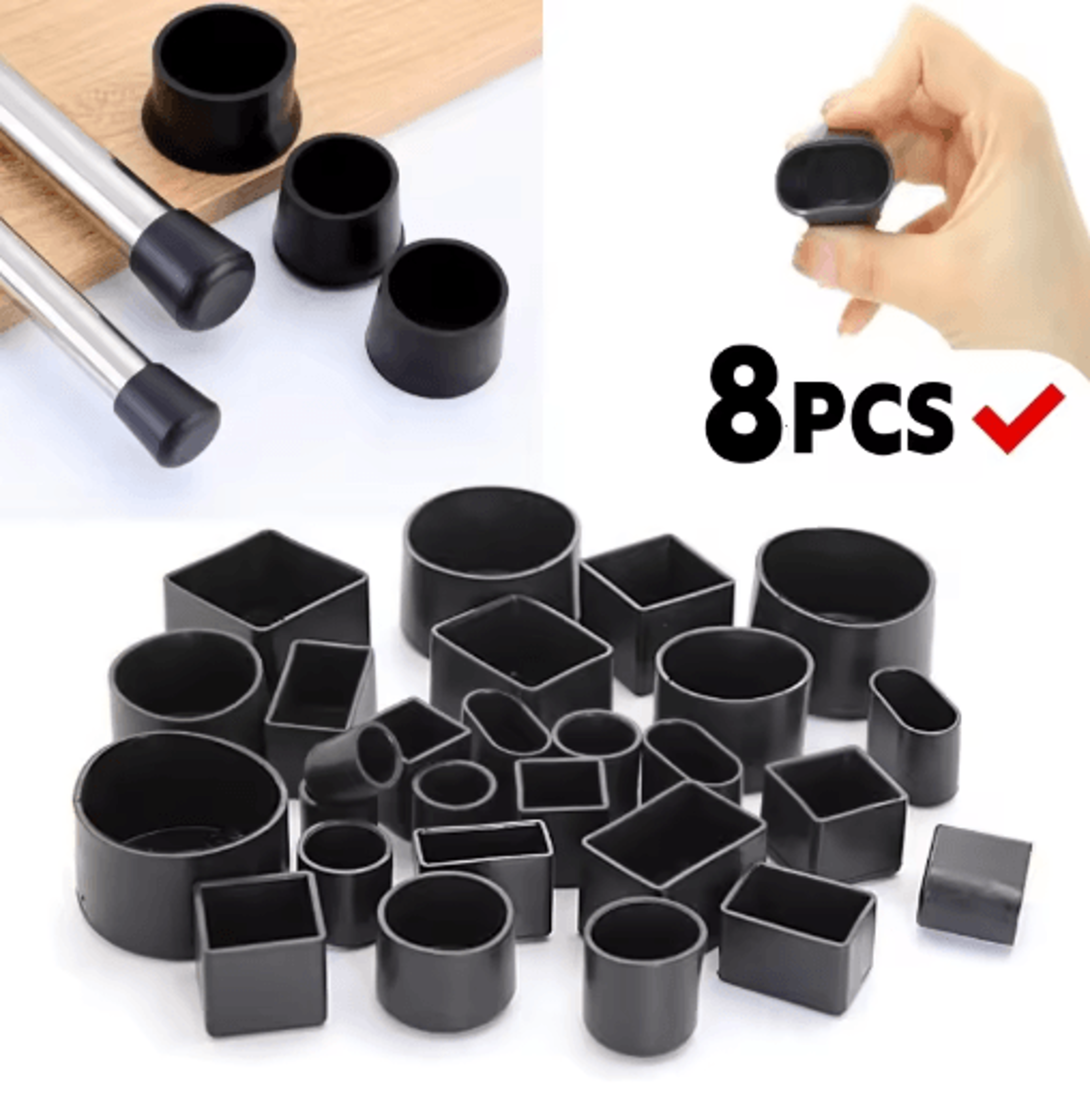 8pcs soft furniture leg covers – wear-resistant floor protector caps