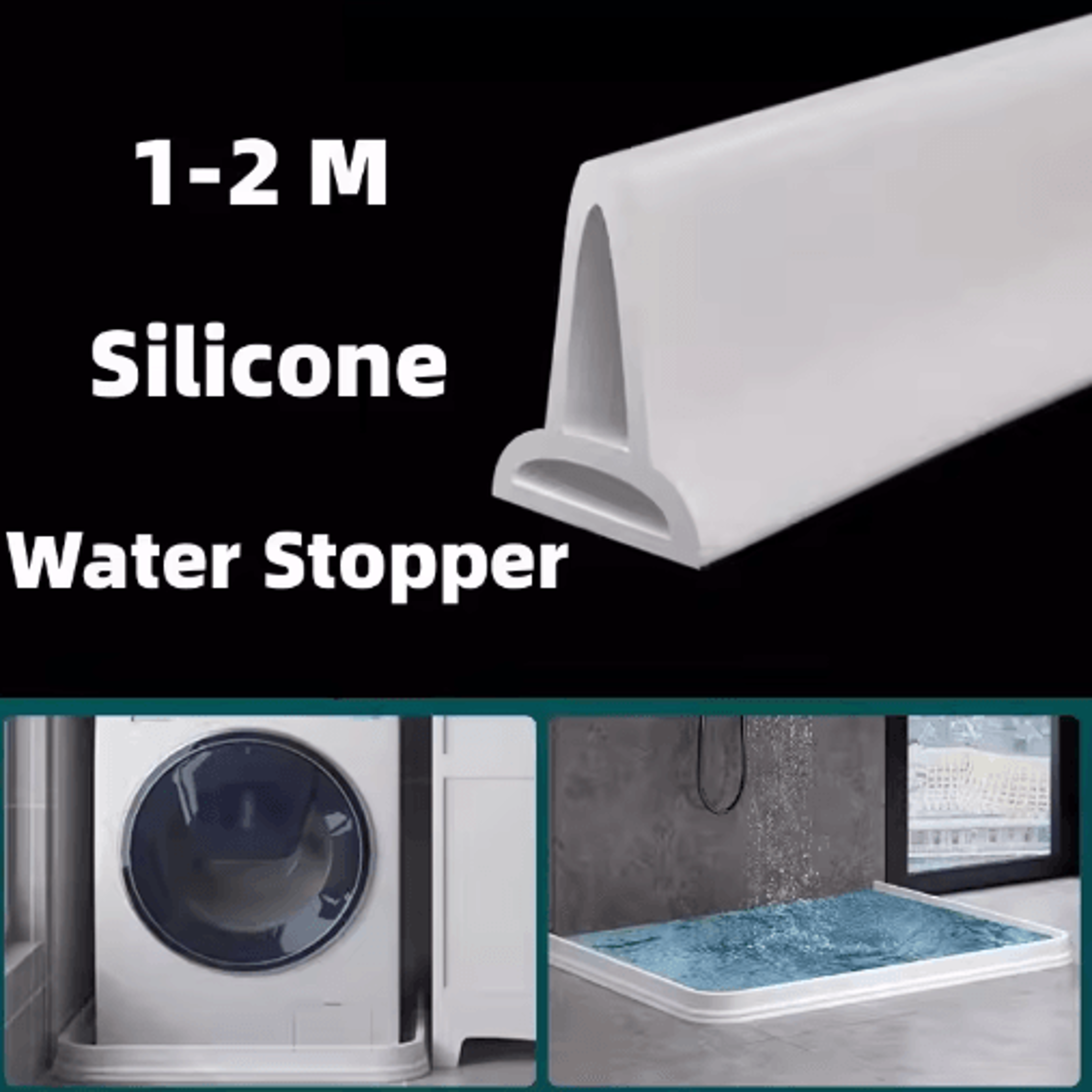 1–2m silicone shower water barrier – bathroom wet & dry separation strip