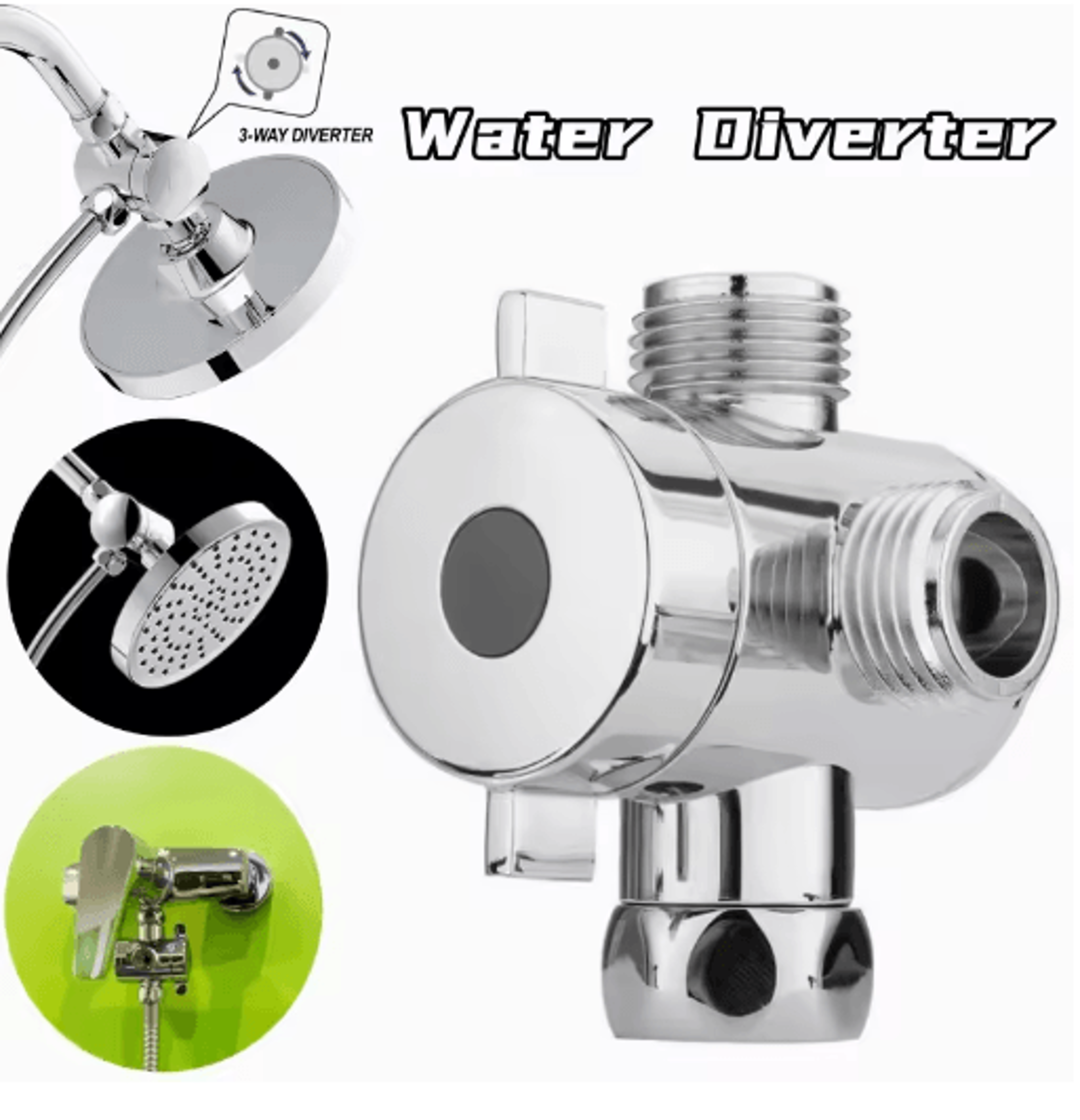 abs 3-way shower diverter valve – 1/2 inch adjustable water separator
