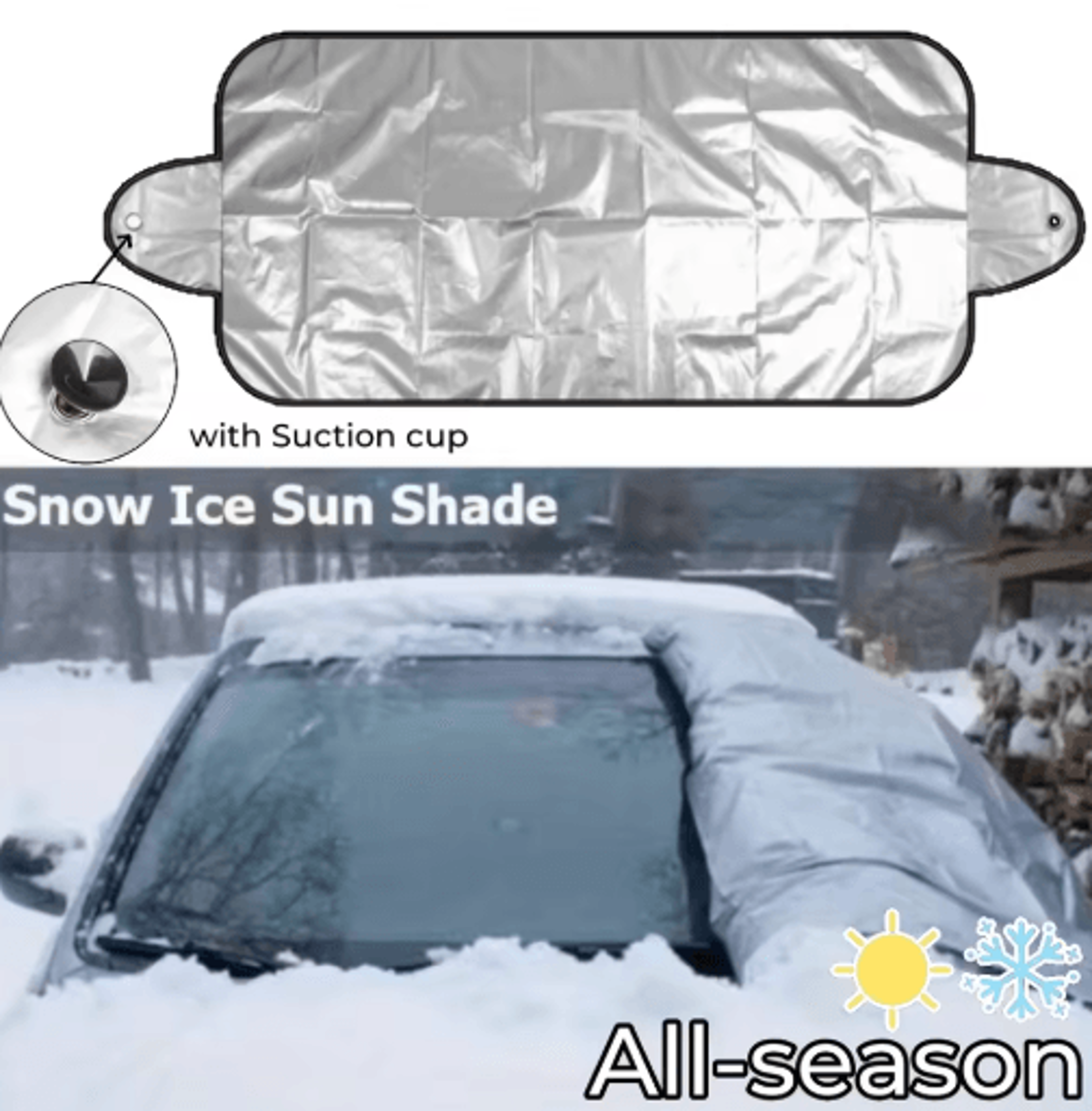foldable all-season windshield protector – sun, snow & hail cover
