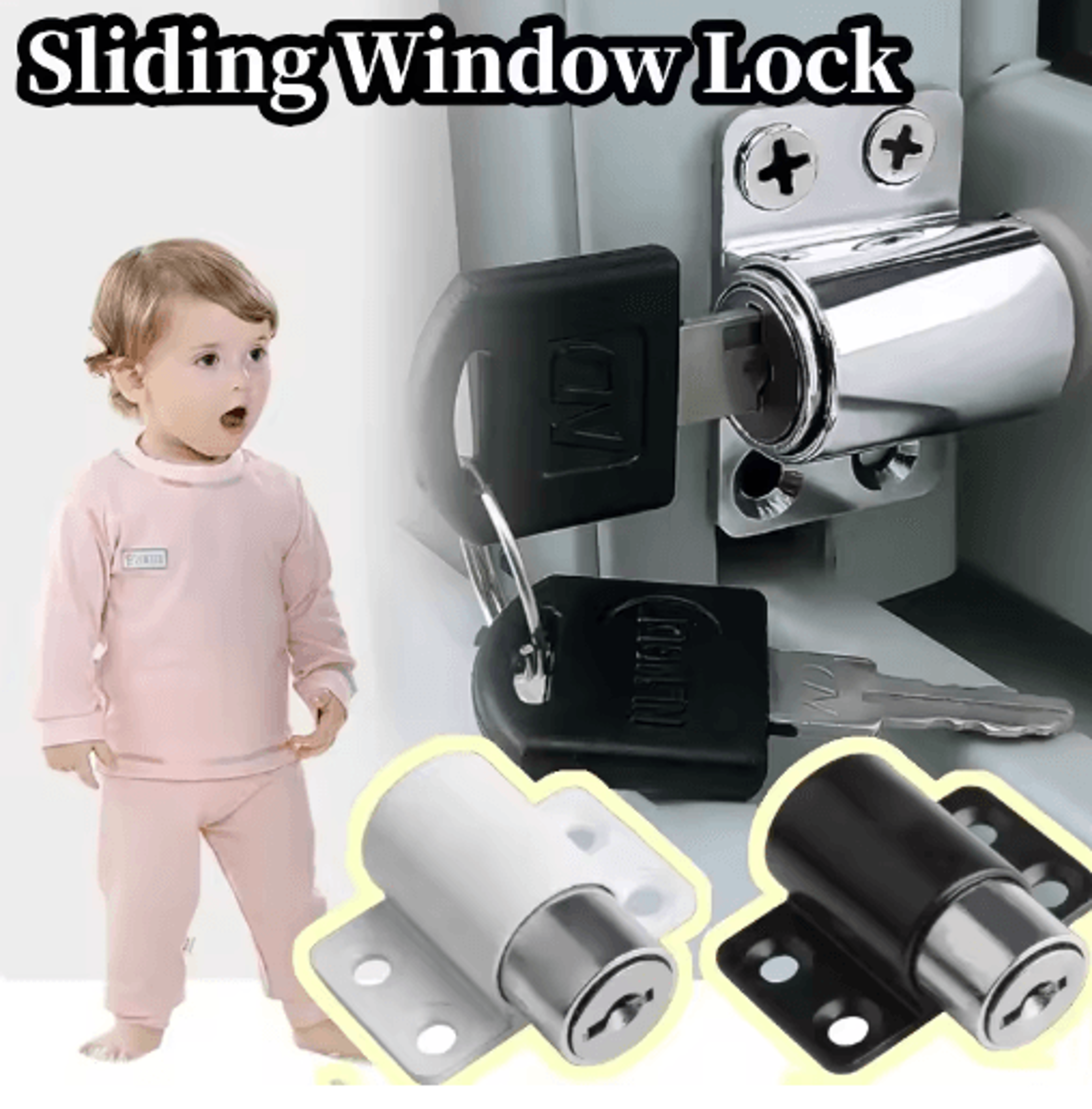 adjustable sliding window lock – safety stopper & security hardware