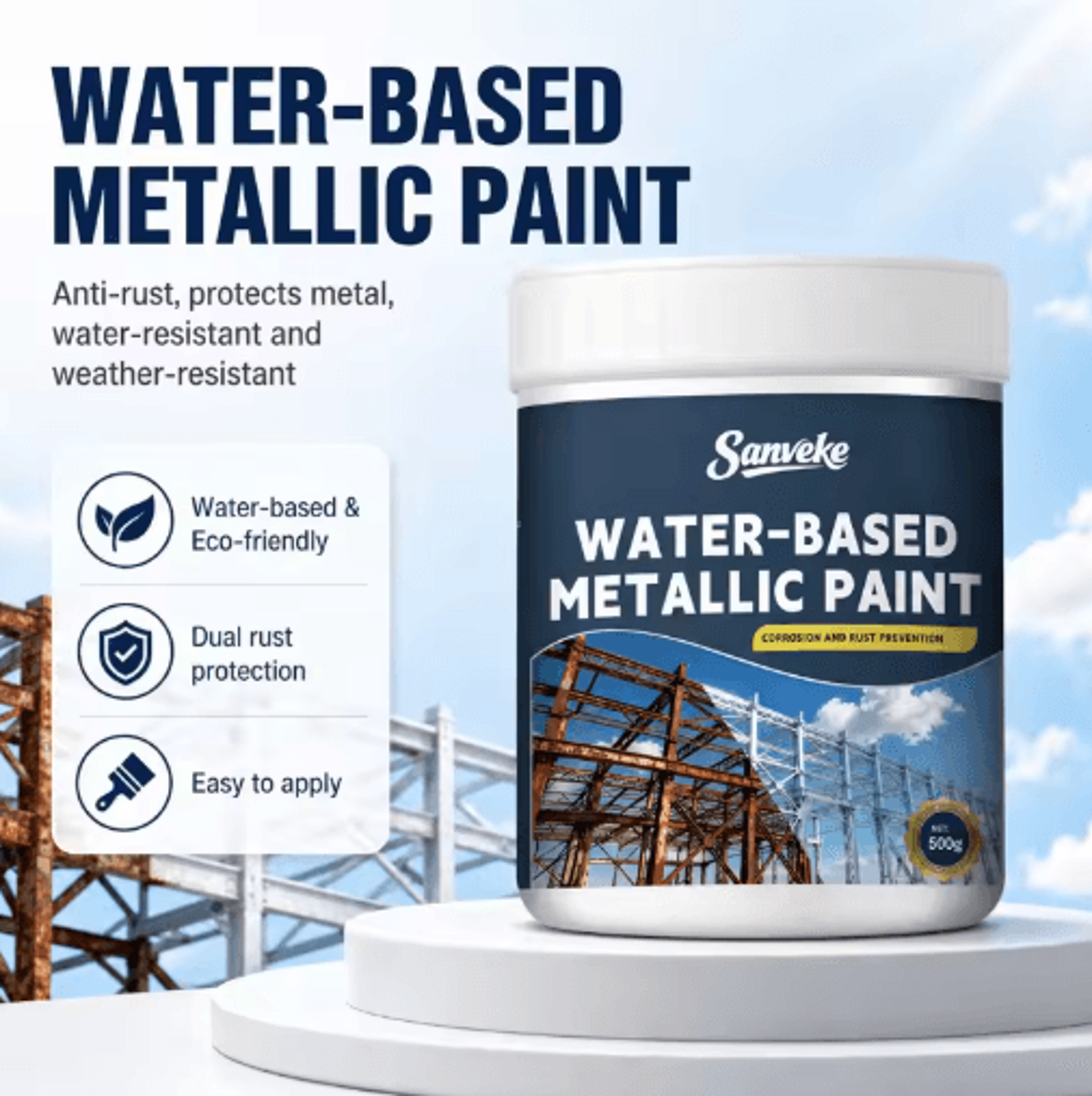 water-based silver metallic paint – fast-drying anti-rust metal coating