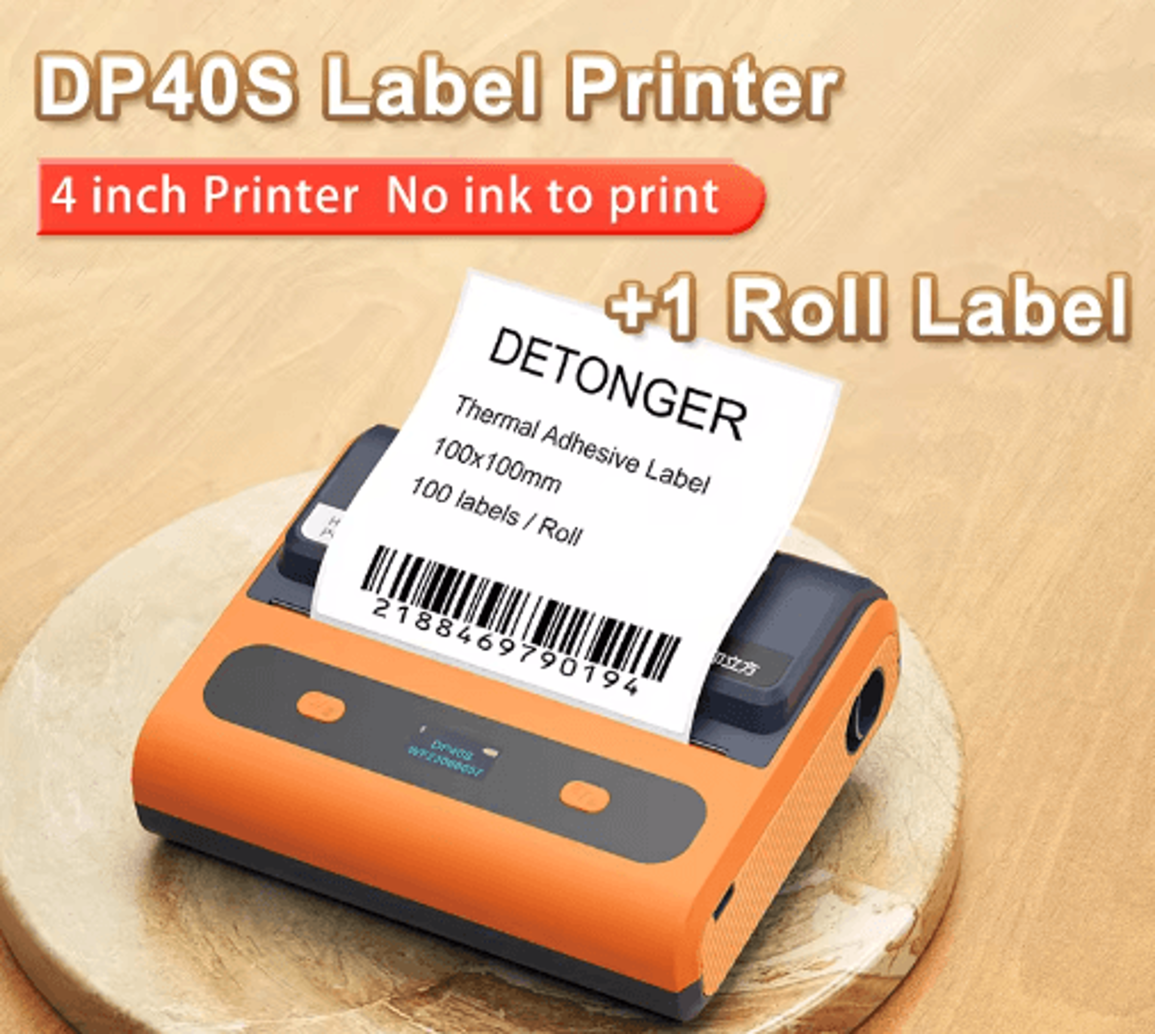 dp40s wireless portable label printer – 4-inch inkless barcode printer