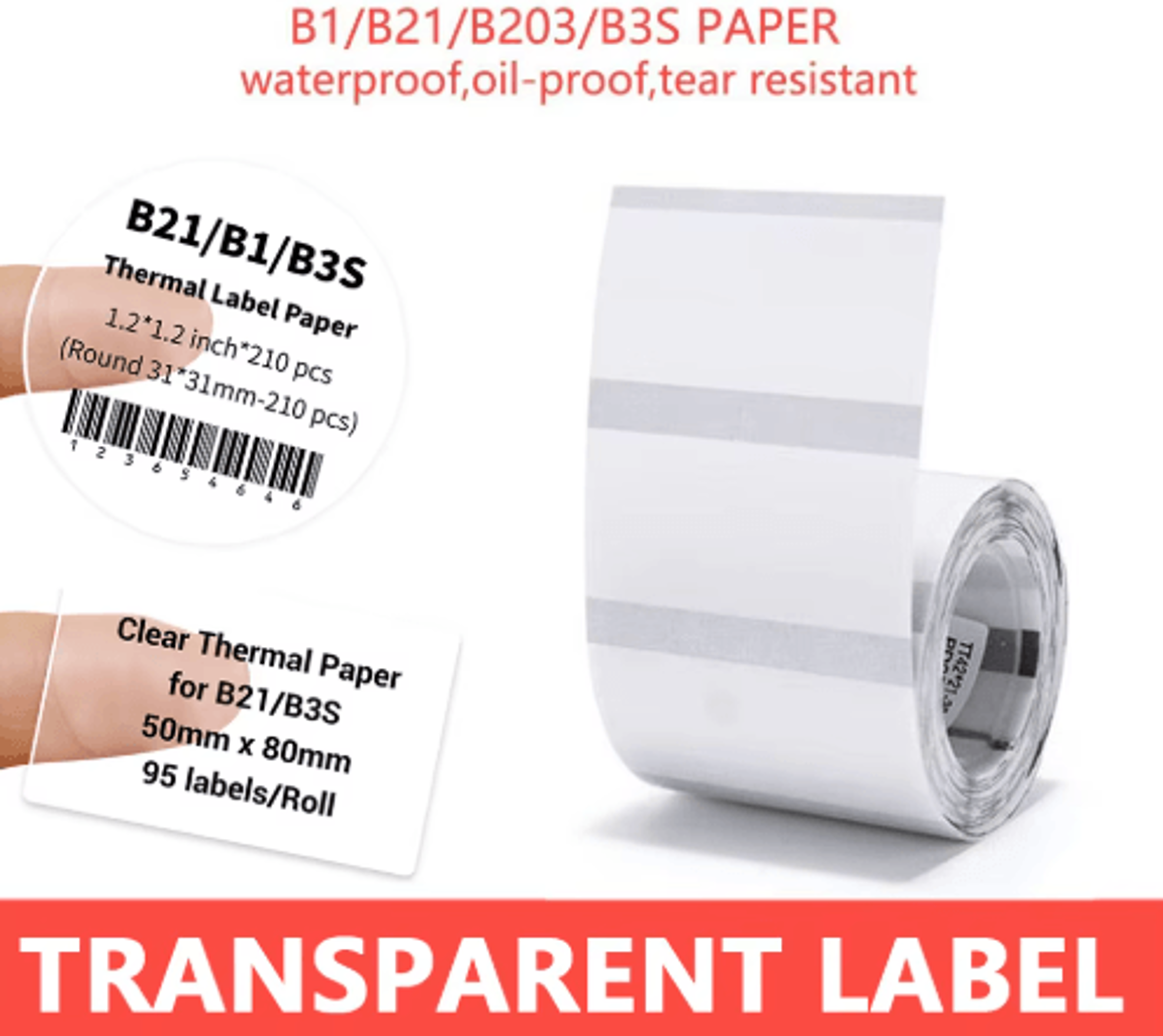 transparent round thermal label stickers – self-adhesive labels for niimbot b1 & b21
