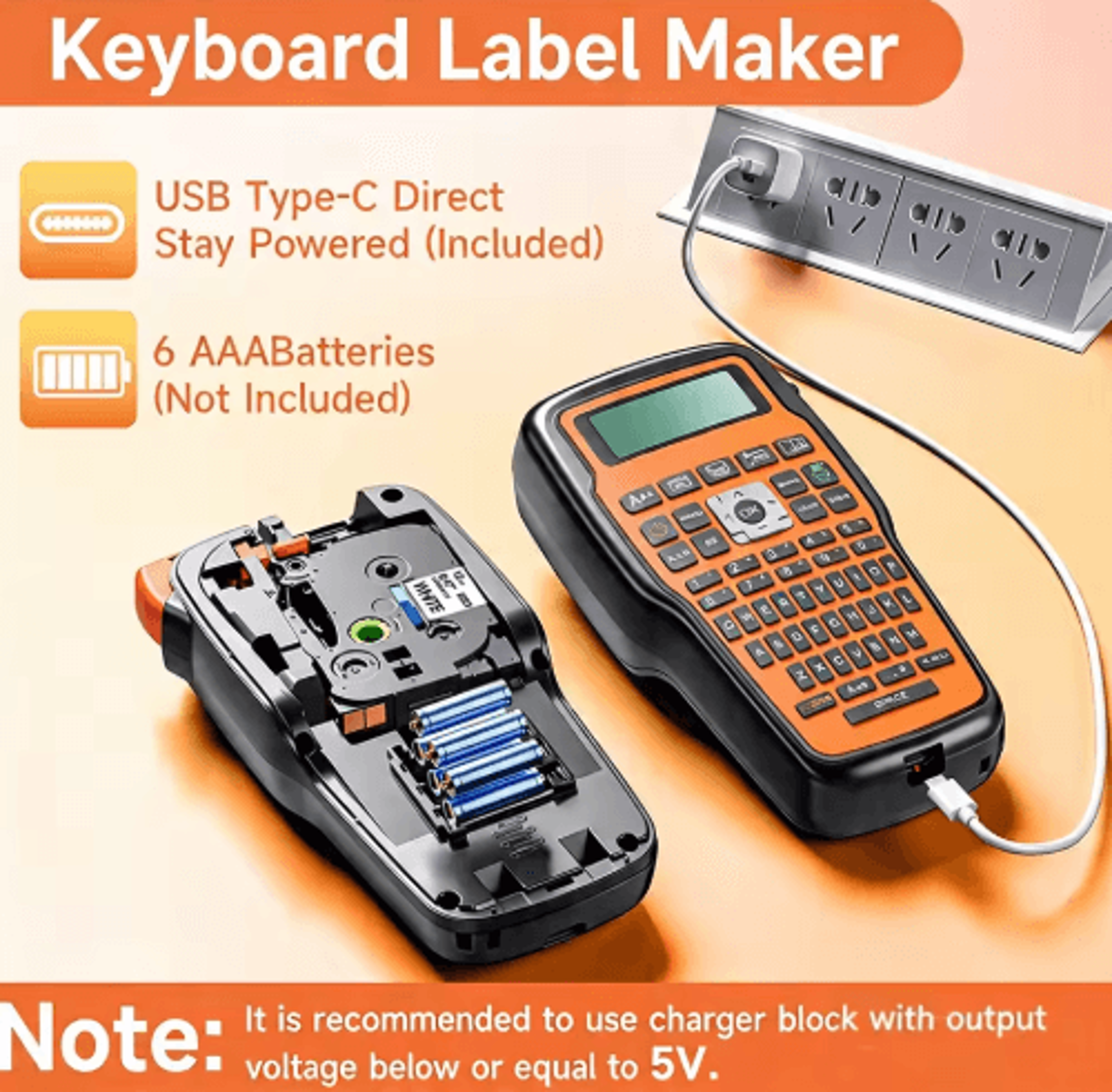 e1000 qwerty label printer – portable label maker for heat shrink tubes & tz231 tape