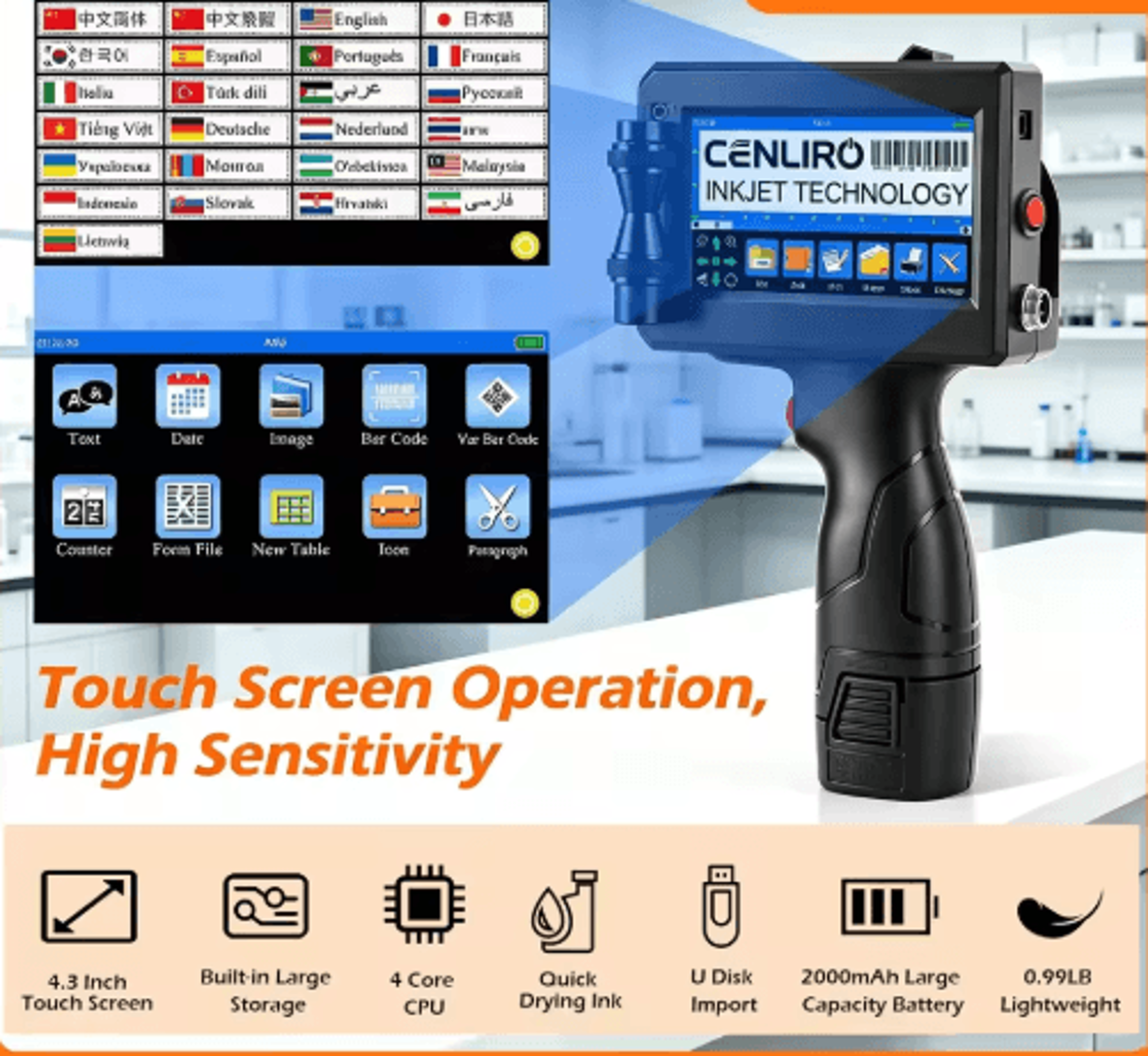 portable handheld inkjet printer – date, batch number & qr code coding machine