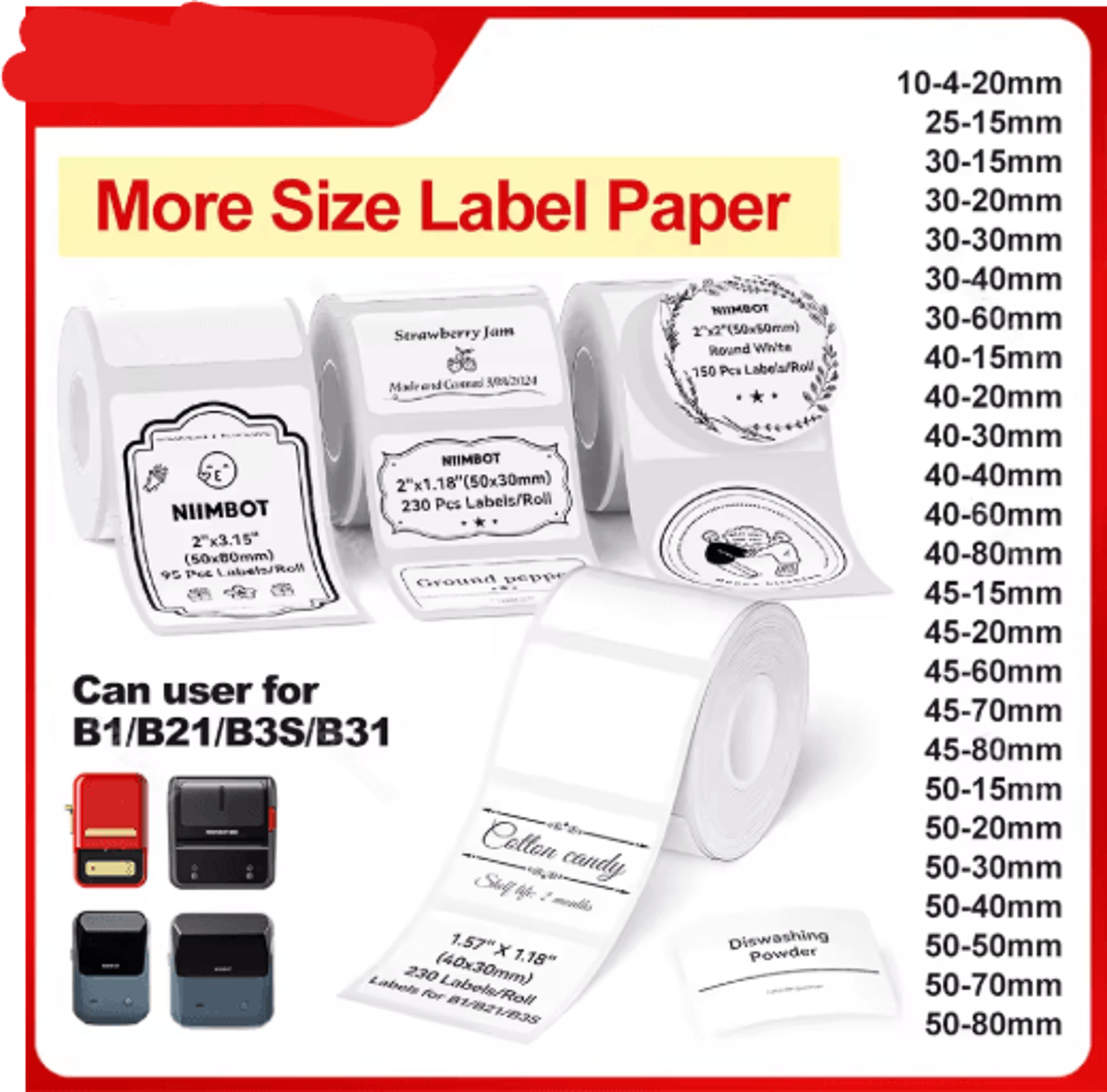 waterproof white thermal label sticker paper – oil-resistant adhesive labels for b1/b21 printers
