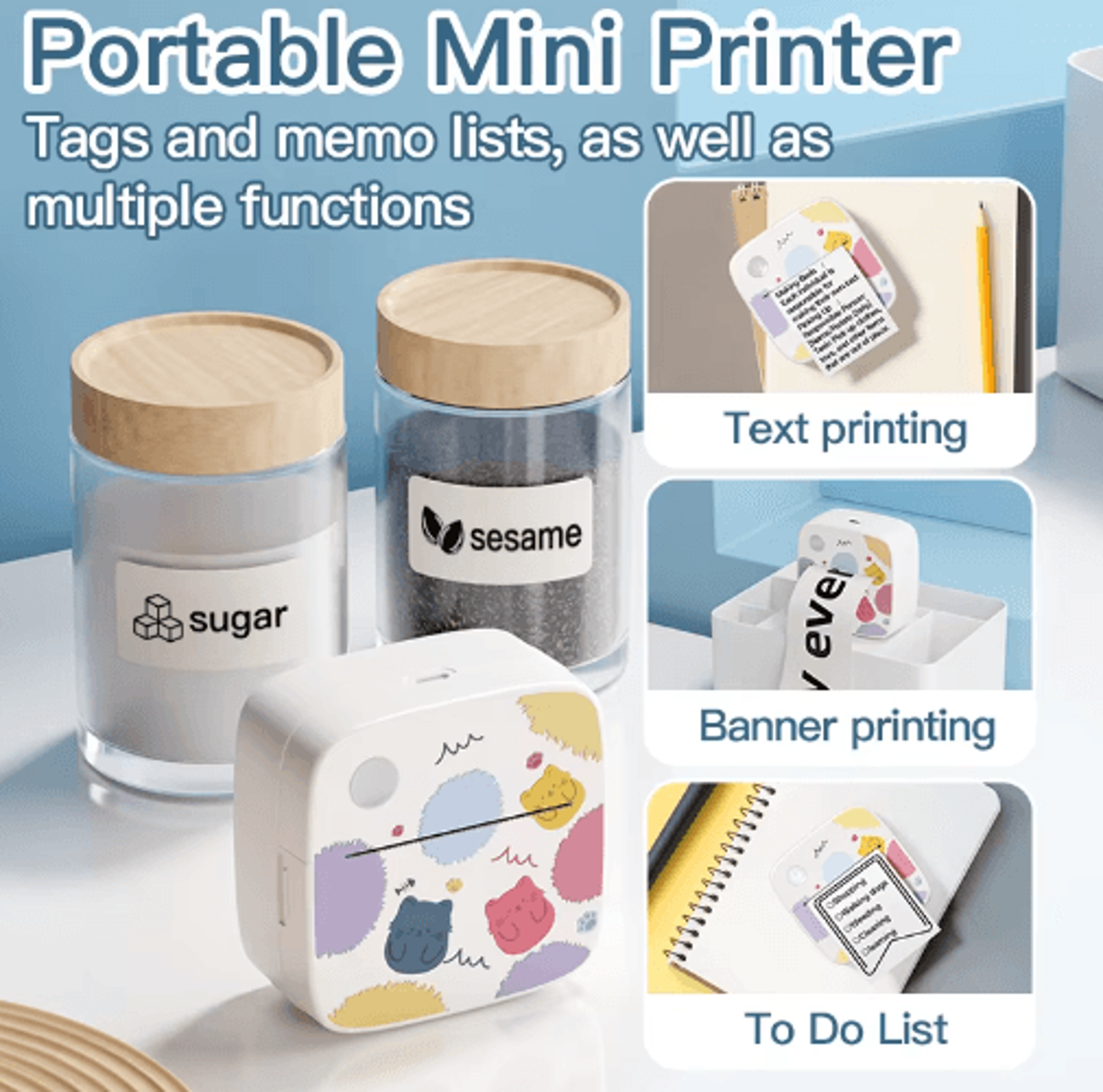portable mini thermal label printer – inkless sticker maker for photos & notes