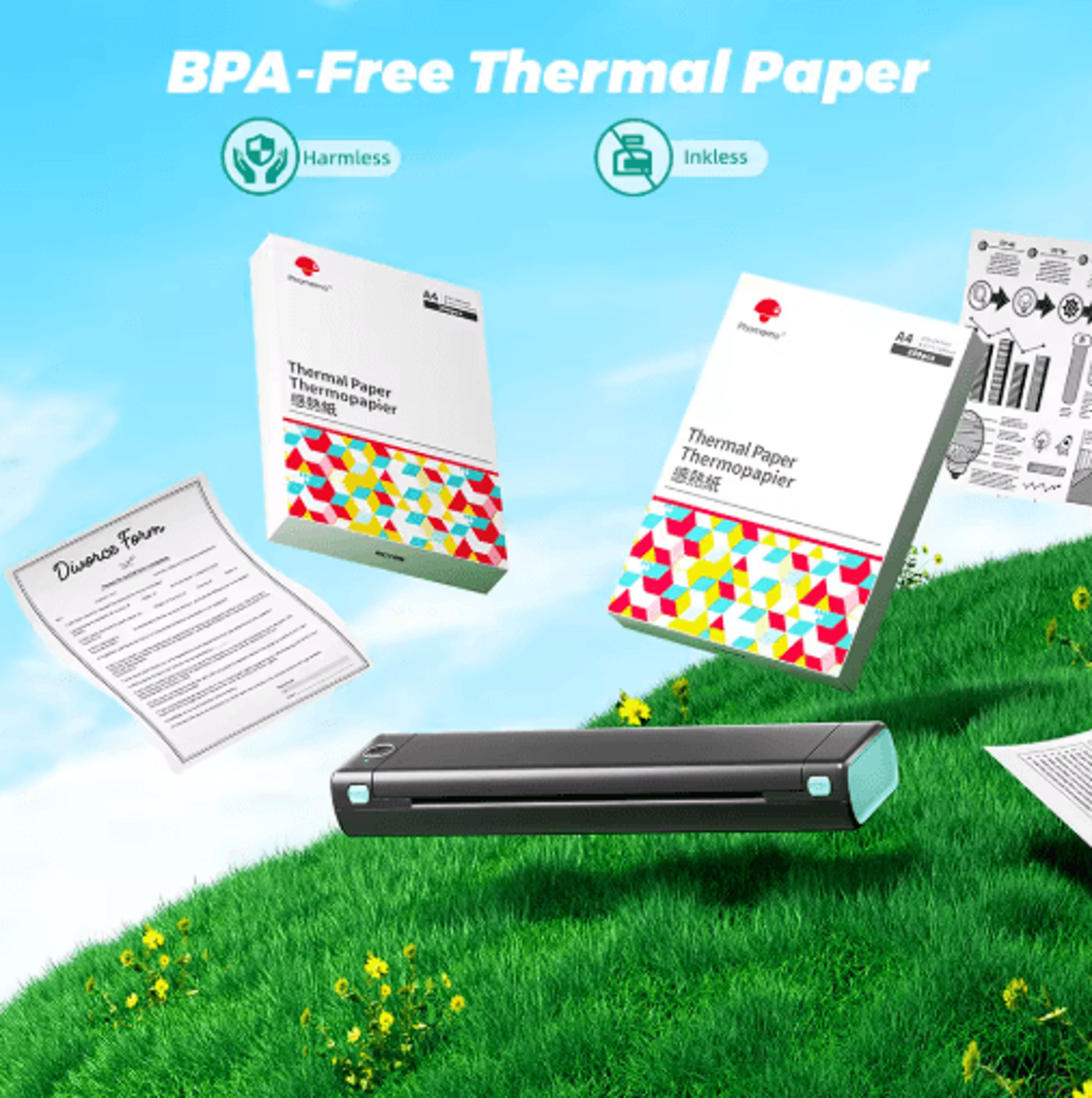 A4 Thermal Printer Paper  210x297mm LongLasting Folded Paper For M08F Printer 2